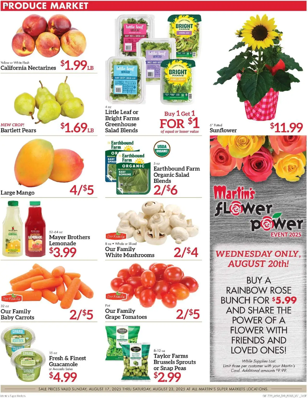Martin’s Weekly Ad - valid from 17.08.2025 | Page: 5 | Products: Brussels Sprouts, Mushrooms, Salad, Raspberry