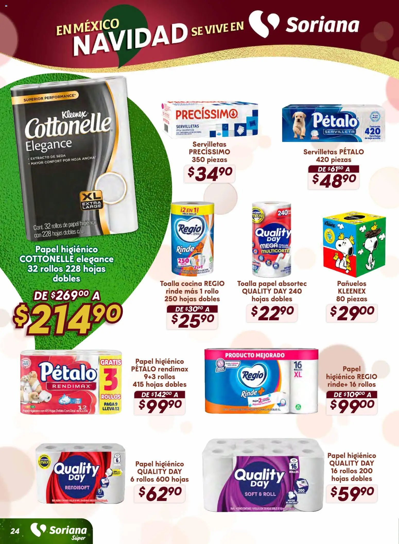 Nuevas ofertas de Soriana válidas en toda la República Mexicana desde el 18.11.2025. ¡Encuentra las mejores ofertas en Soriana - Preciazazaso Súper: BCS, Jal, Nay, Sin, Son! | Página: 24 | Productos: Toalla, Papel higiénico, Cocina, Servilletas