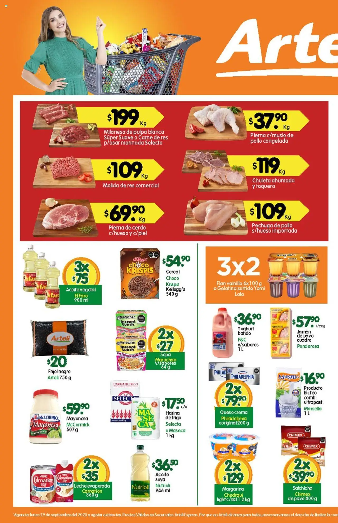 Nuevas ofertas de Arteli válidas en toda la República Mexicana desde el 29.09.2025. ¡Encuentra las mejores ofertas en Arteli - Folleto Express! | Página: 1 | Productos: Pollo, Gelatina, Queso crema, Cerdo