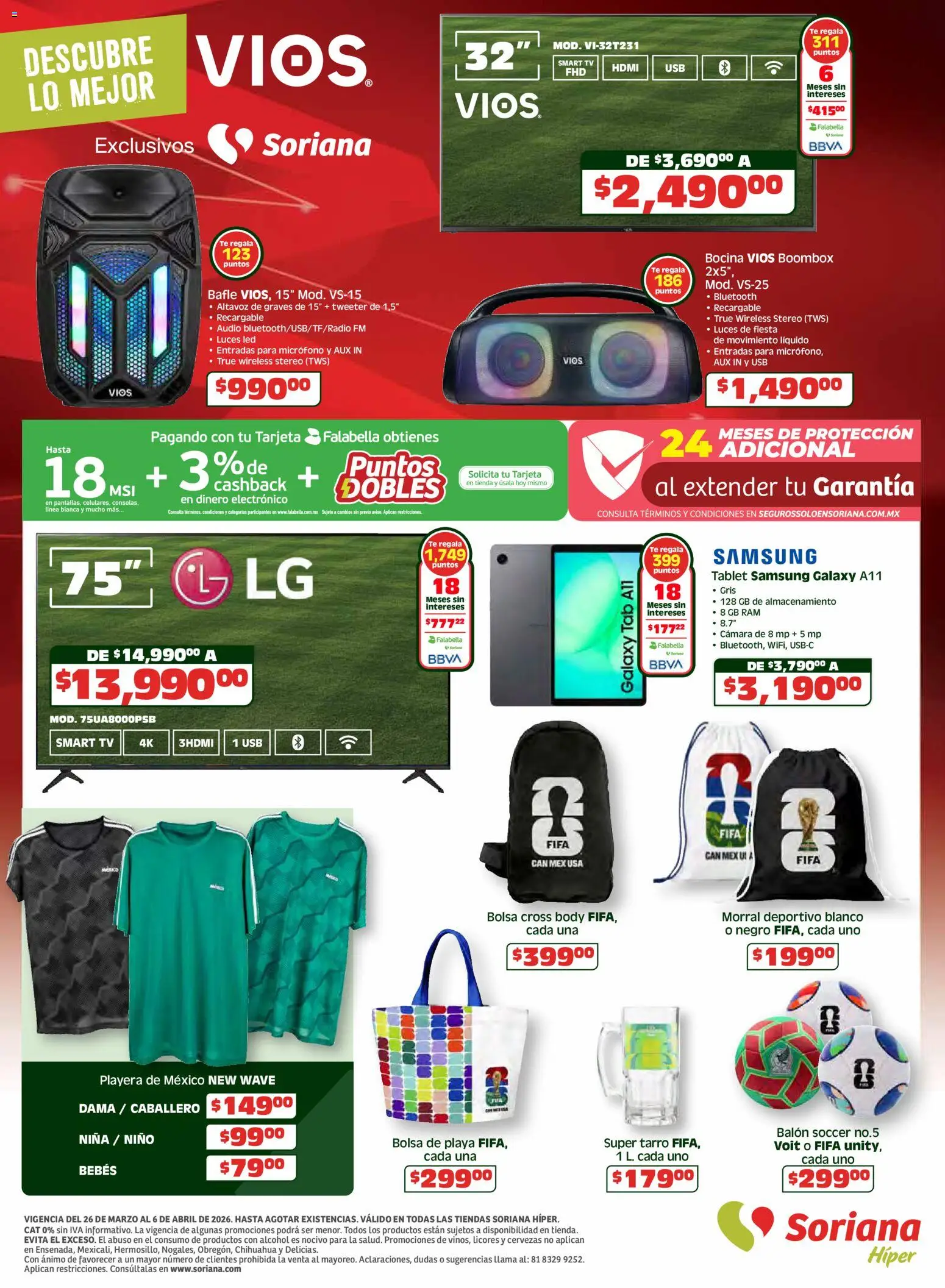 Nuevas ofertas de Soriana válidas en toda la República Mexicana desde el 26.03.2026. ¡Encuentra las mejores ofertas en Soriana folleto! | Página: 8 | Productos: Usb, Audio, Playera, Té