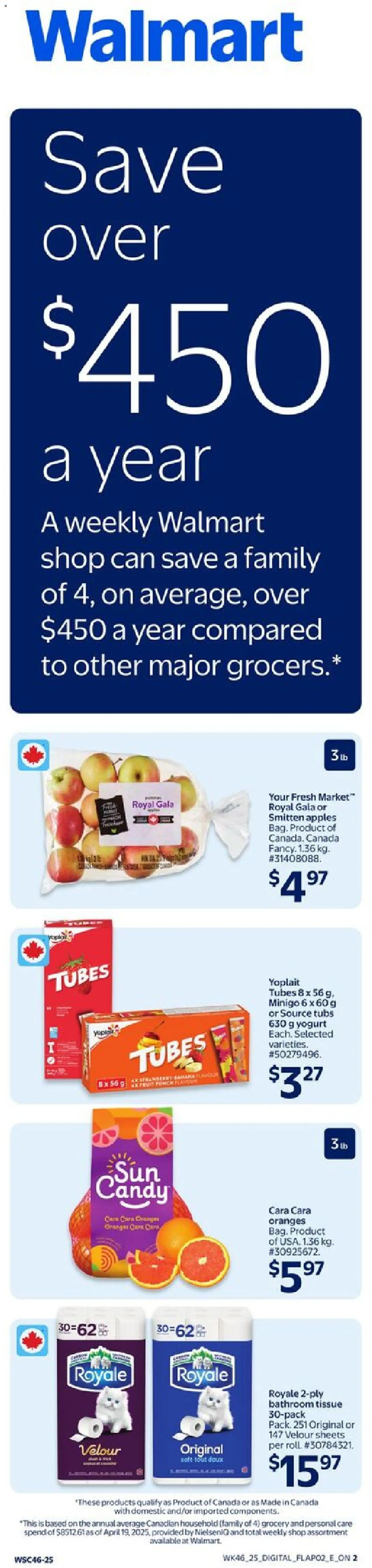 Walmart flyer valid from 11.12.2025 | Page: 3 | Products: Yogurt, Apples, Oranges