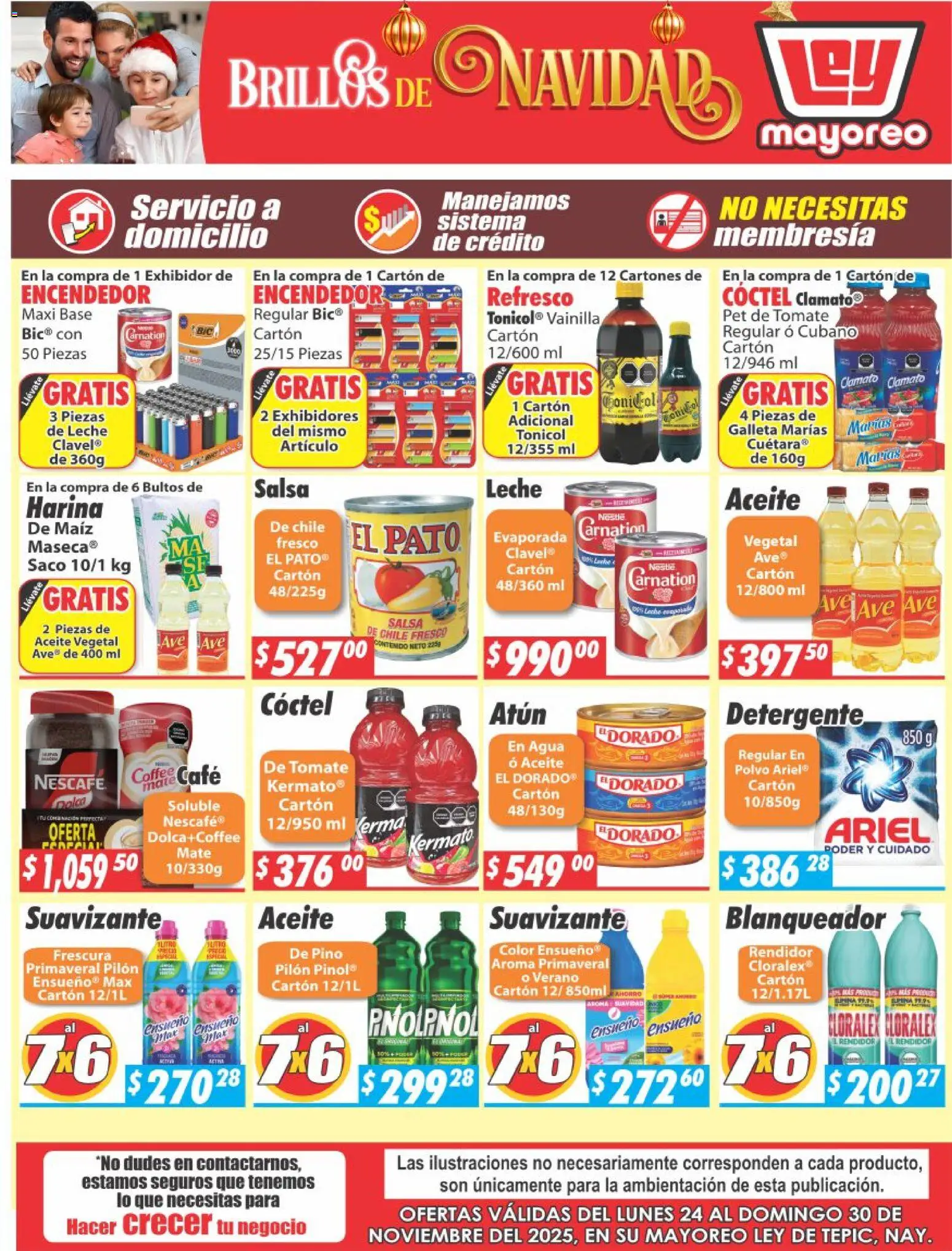 Nuevas ofertas de Casa Ley válidas en toda la República Mexicana desde el 24.11.2025. ¡Encuentra las mejores ofertas en Casa Ley folleto Tepic! | Página: 1 | Productos: Refresco, Atún, Aceite, Polvo