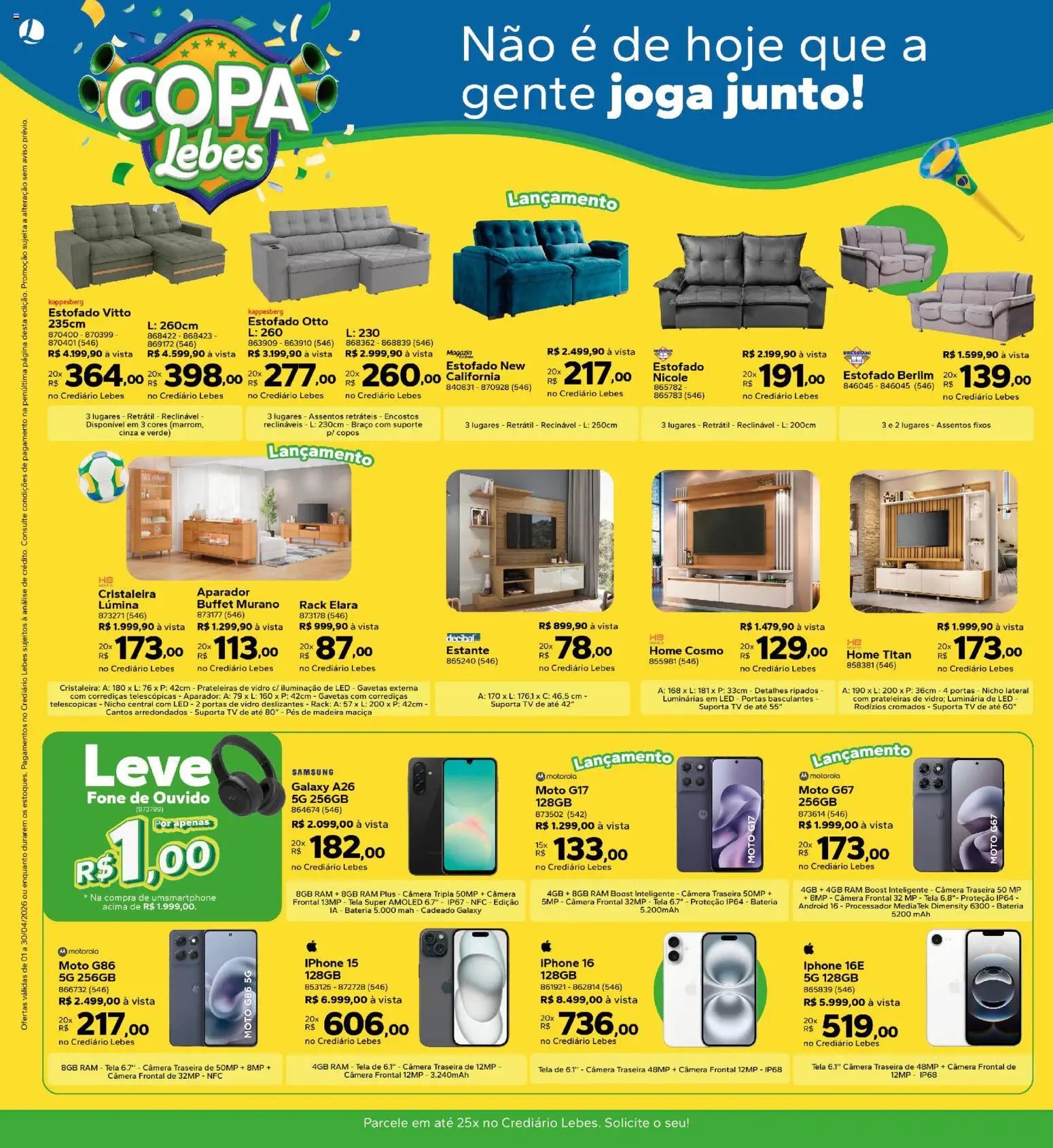 Lebes Folheto - válido de 01.04.2026 | Página: 10 | Produtos: Cristaleira, Processador, Tela, Tv