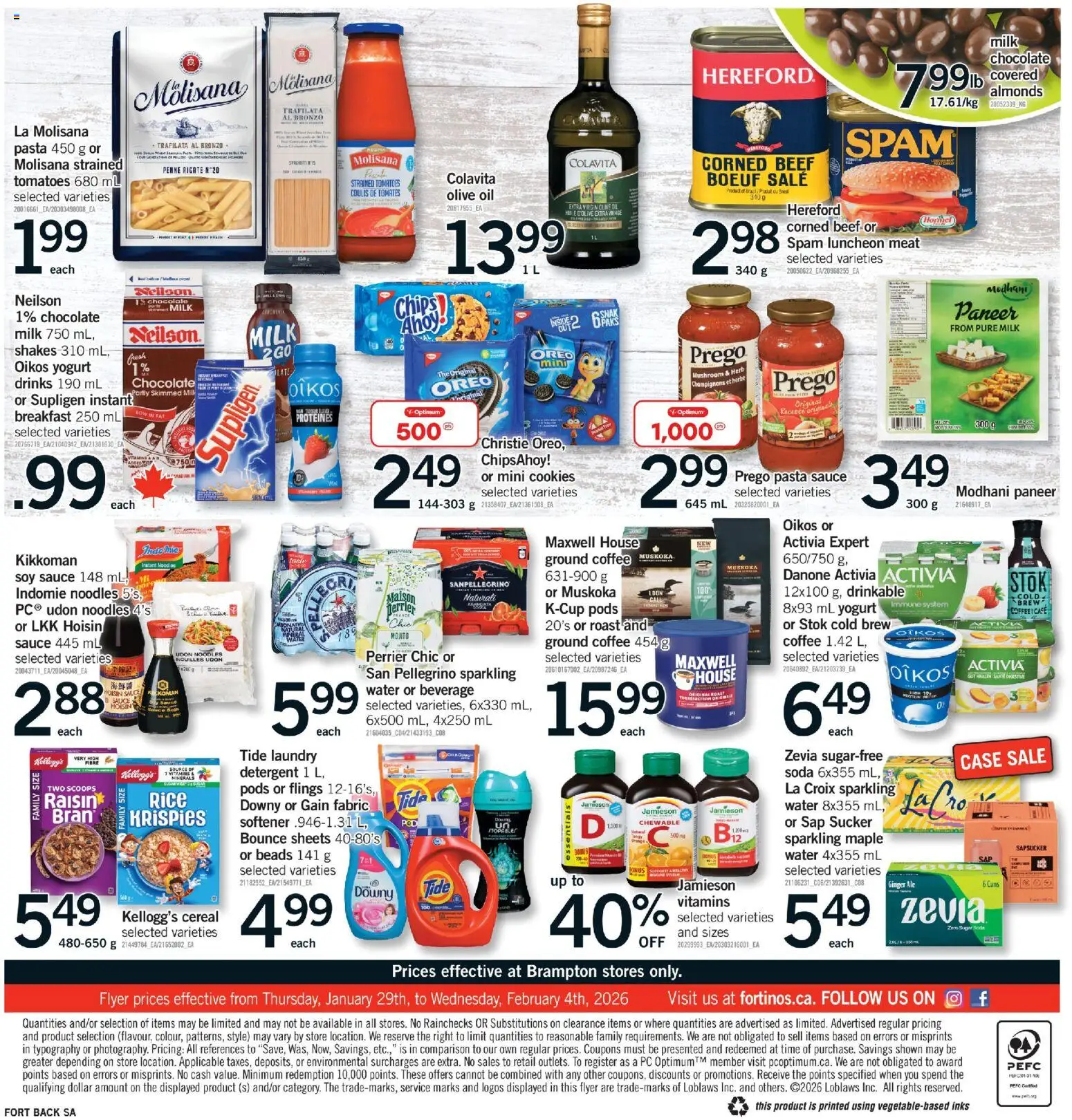 Fortinos flyer valid from 29.01.2026 | Page: 2 | Products: Noodles, Beef, Cookies, Chocolate