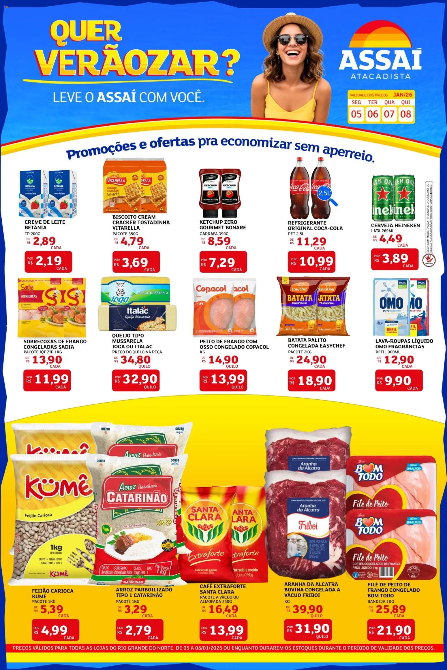 Assaí Atacadista Folheto - válido de 05.01.2026 | Página: 1 | Produtos: Cerveja, Refrigerante, Batata, Peito de frango