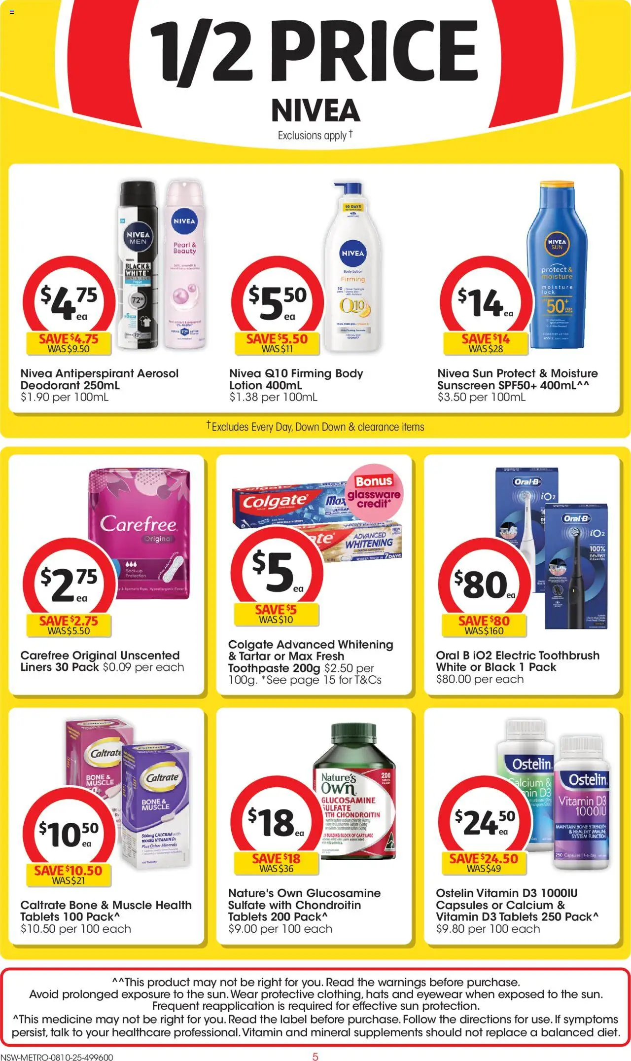 Coles catalogue - valid from 08.10.2025 | Page: 5 | Products: Glassware, Sunscreen, Lotion, Toothpaste