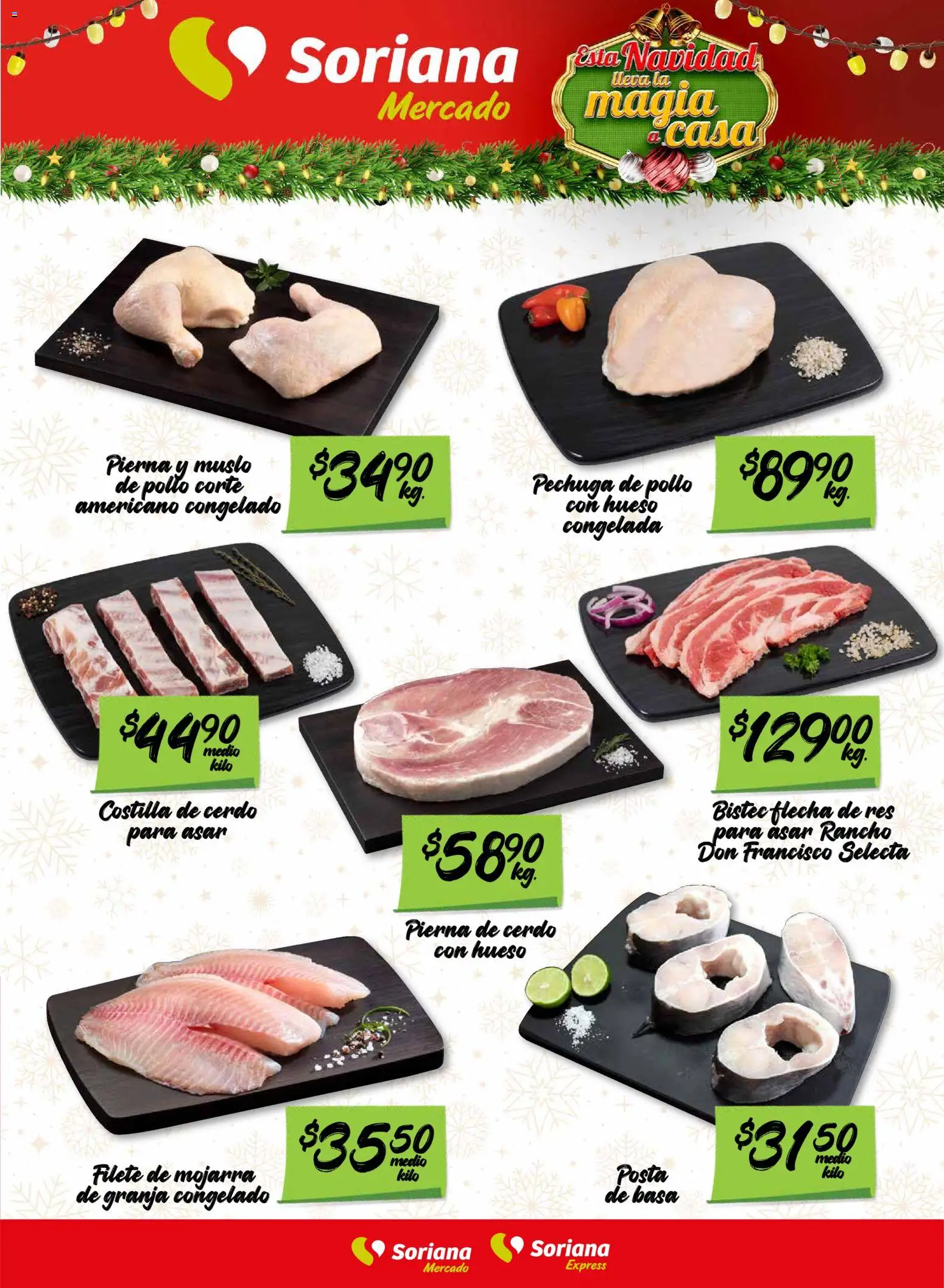 Nuevas ofertas de Soriana válidas en toda la República Mexicana desde el 28.11.2025. ¡Encuentra las mejores ofertas en Soriana - Fin de Semana Mercado: Tamaulipas! | Página: 7 | Productos: Pollo, Cerdo, Res