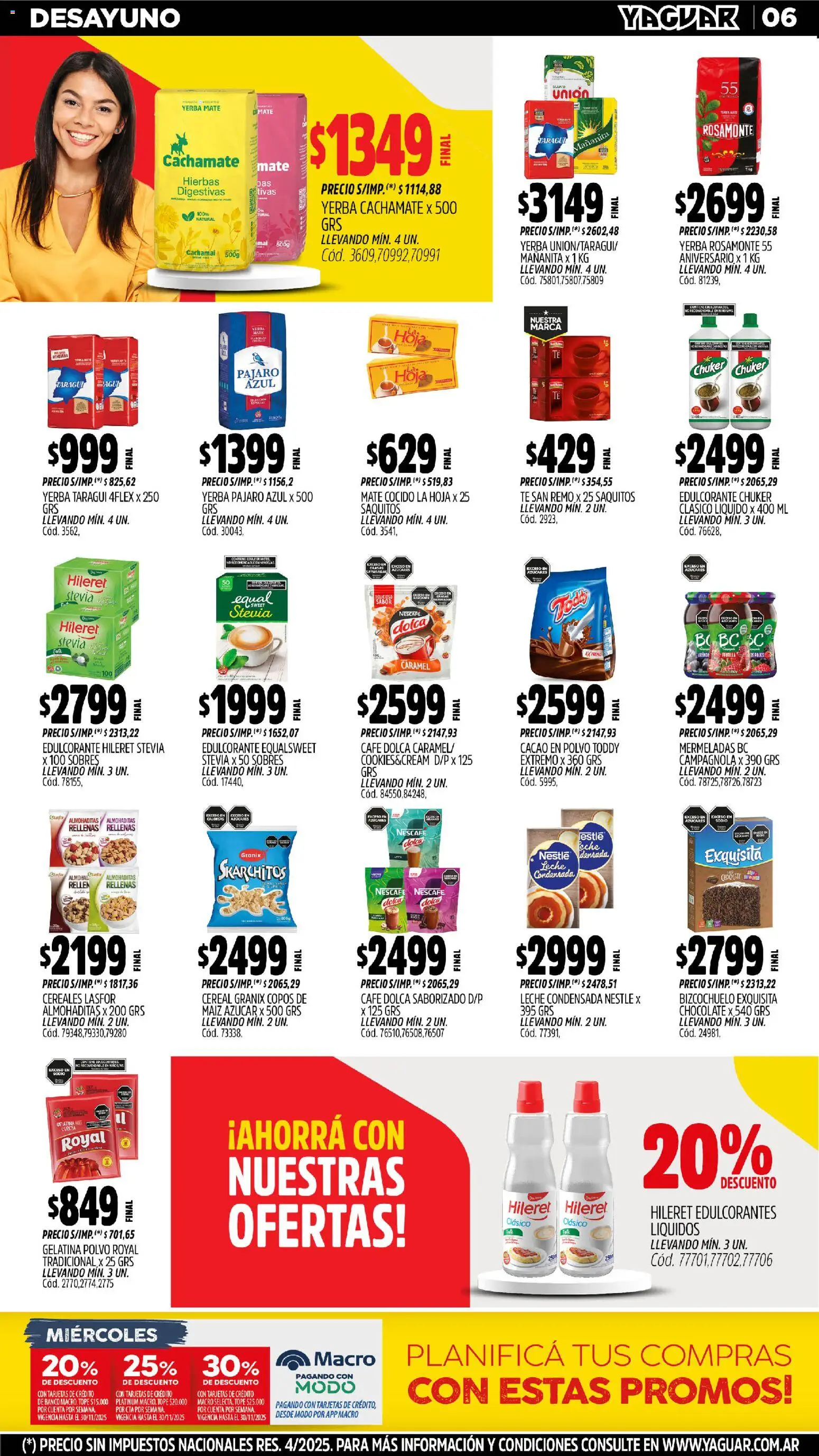 Yaguar - Mendoza │ válido desde el 17.11.2025 | Página: 6 | Productos: Banco, Yerba, Maiz, Leche