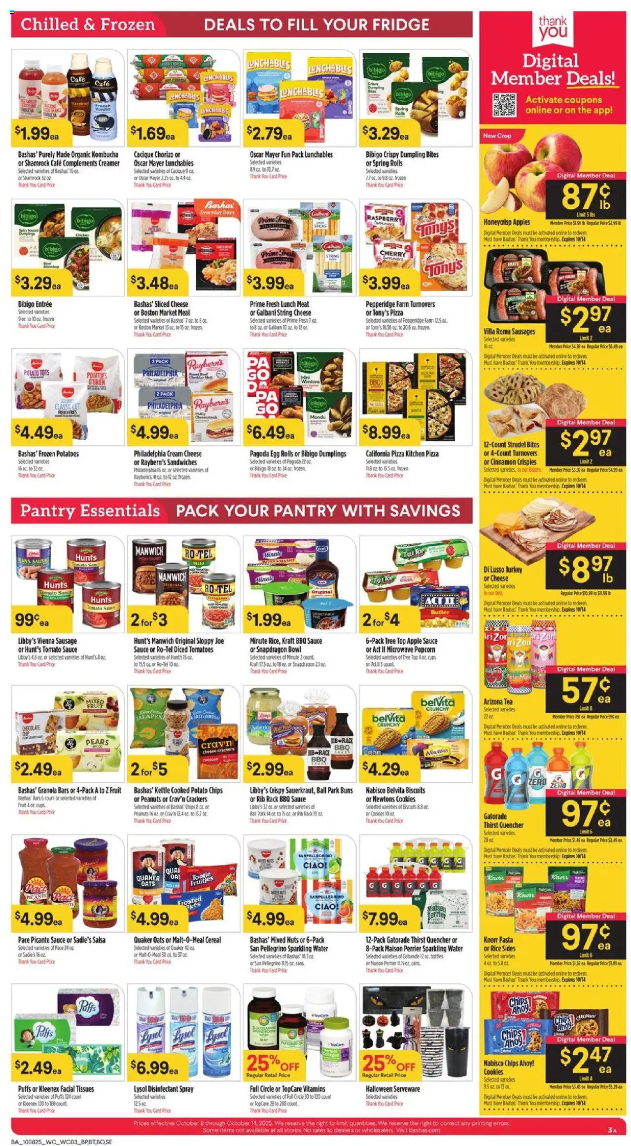 Basha's Weekly Ad - valid from 08.10.2025 | Page: 3 | Products: Pizza, Nuts, Cream, Raspberry