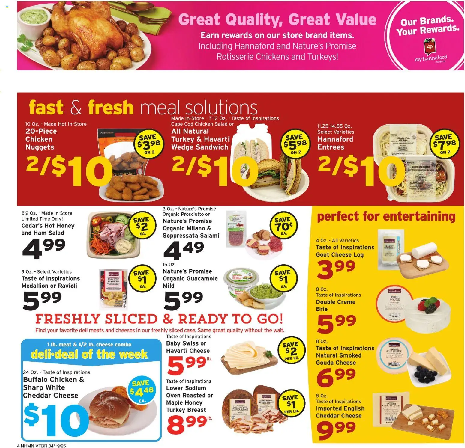 Hannaford Weekly Ad - valid from 19.04.2026 | Page: 4 | Products: Cheese, Salami, Salad, Oven