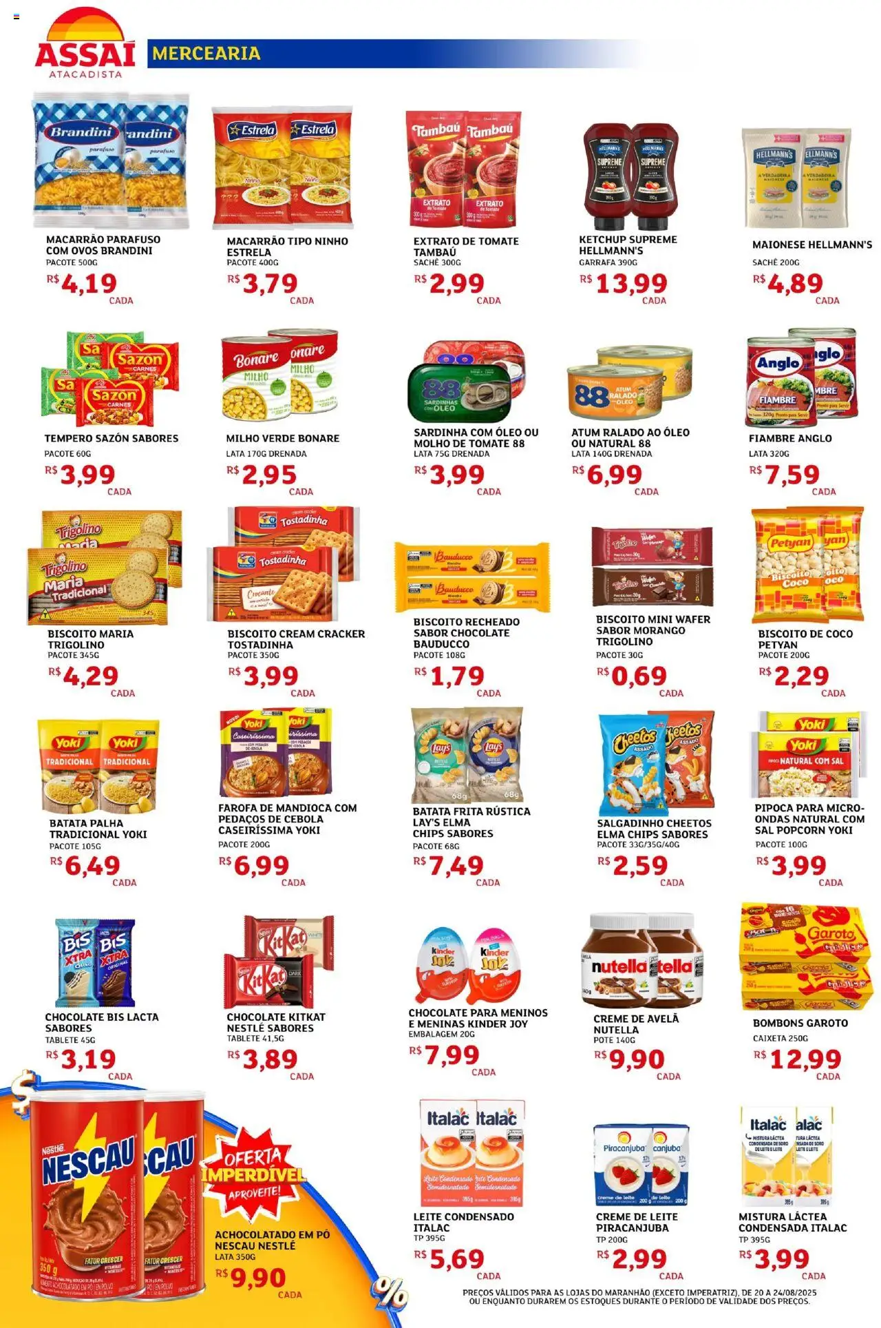 Assaí Atacadista Folheto - válido de 20.08.2025 | Página: 2 | Produtos: Leite, Batata, Sal, Sardinha