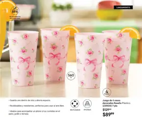 Vista previa de Juego de 4 vasos decorados Rosella Plástico., Juego de 4 vasos decorados Rosella Plástico. (235025) 7 pts, nuevo folleto de la tienda, válido en México a partir del 02.04.2026 | Página: 27