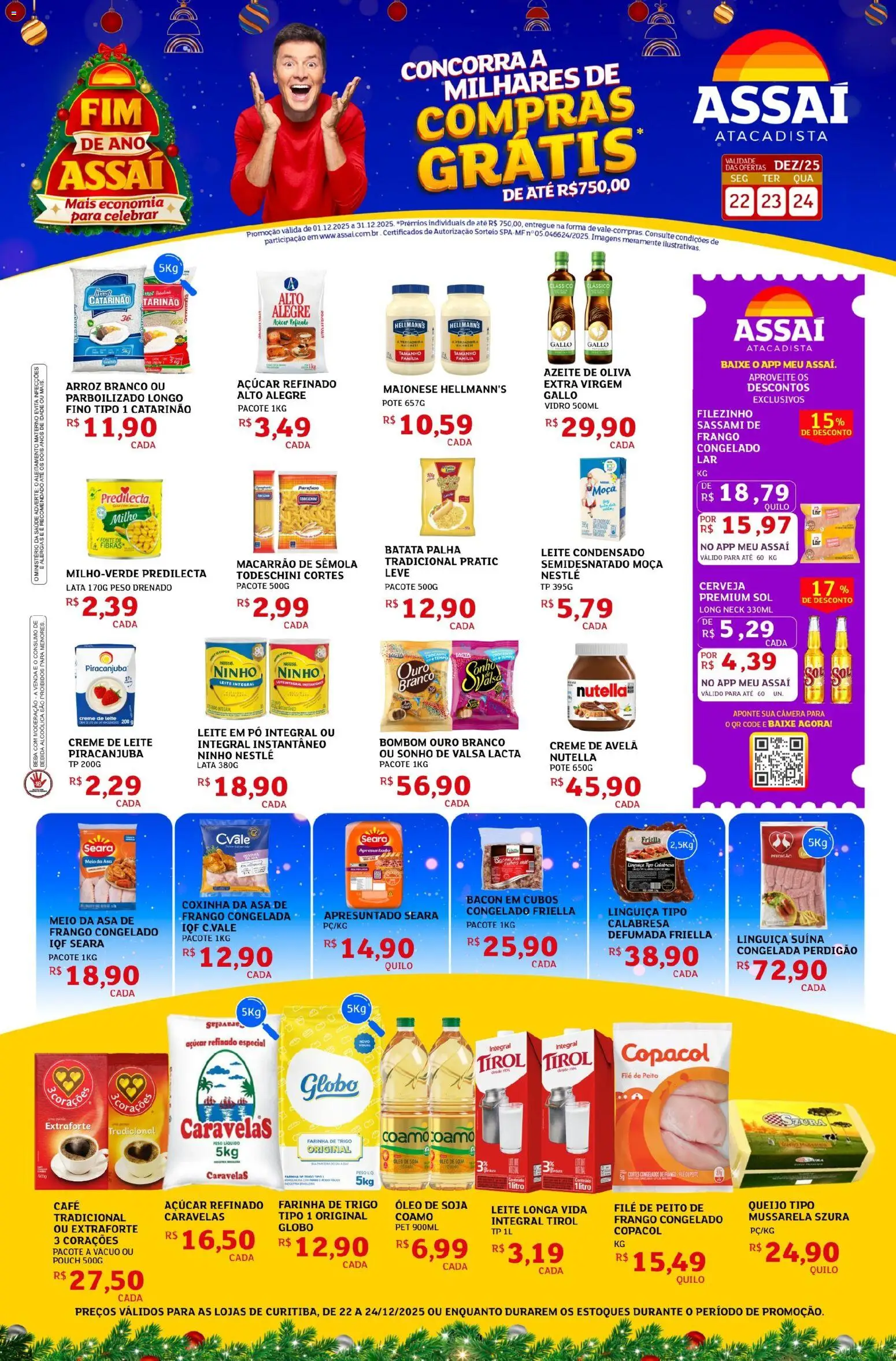 Assaí Atacadista Folheto - válido de 22.12.2025 | Página: 1 | Produtos: Pó, Leite integral, Linguiça, Macarrão