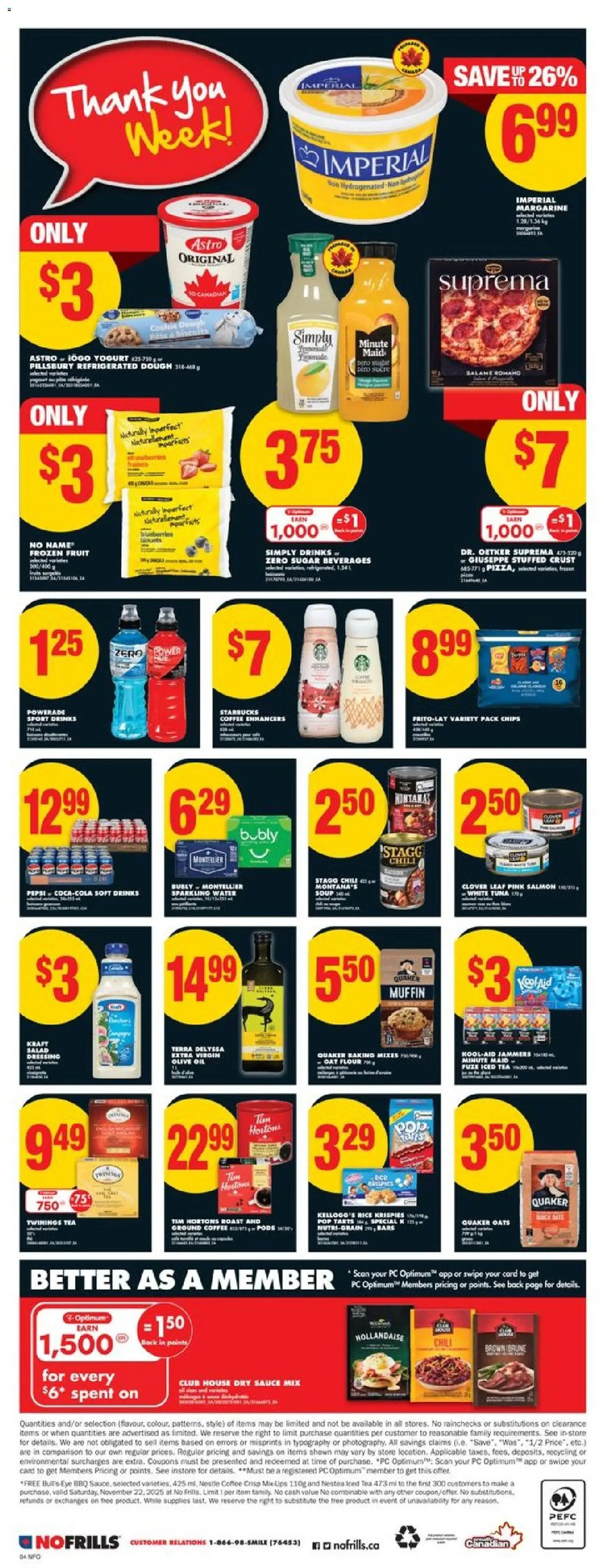 No Frills flyer valid from 20.11.2025 | Page: 4 | Products: Rice, Tea, Oil, Coffee