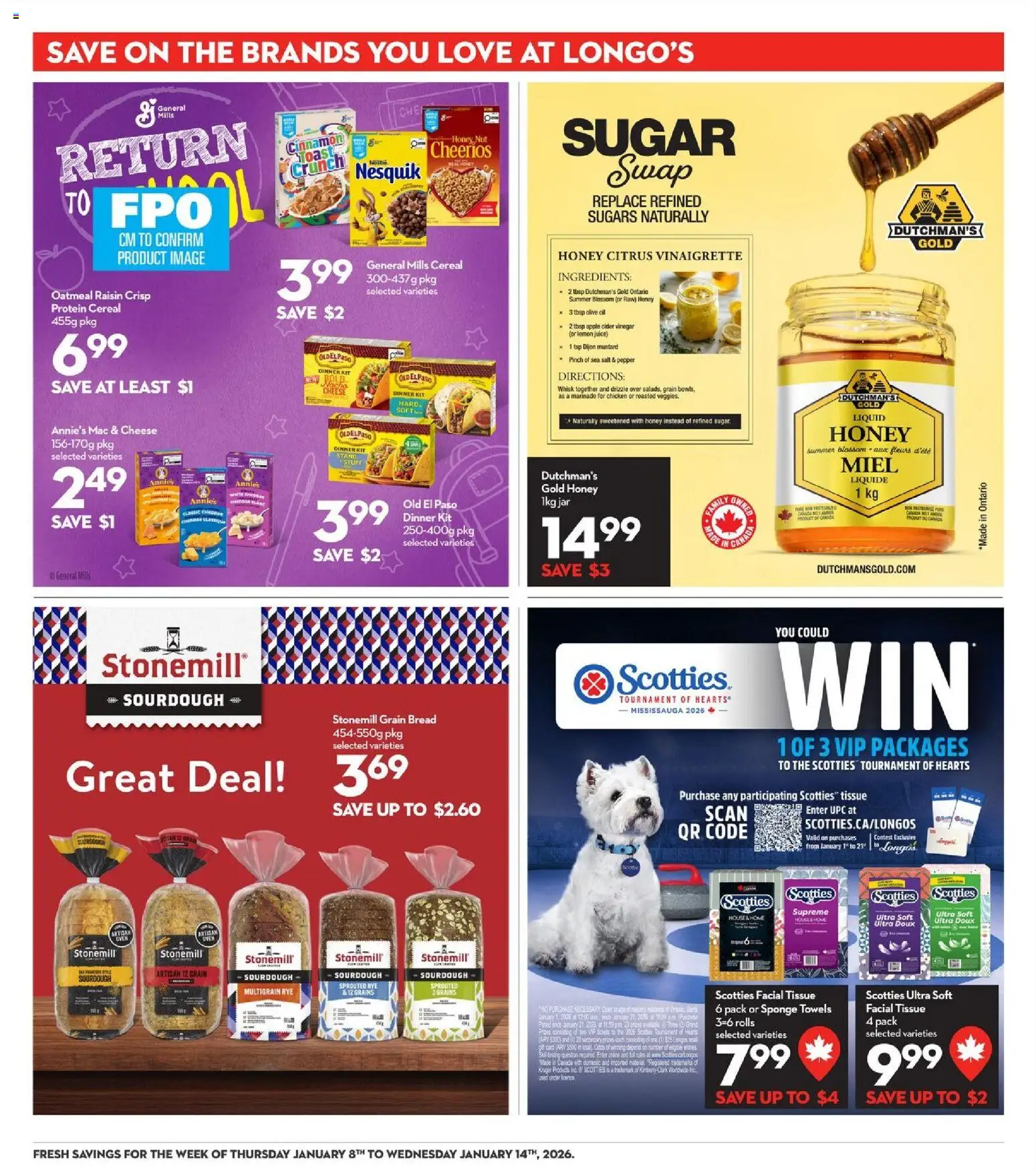 Longo's flyer valid from 08.01.2026 | Page: 17 | Products: Sponge, Cheese, Bread, Chicken