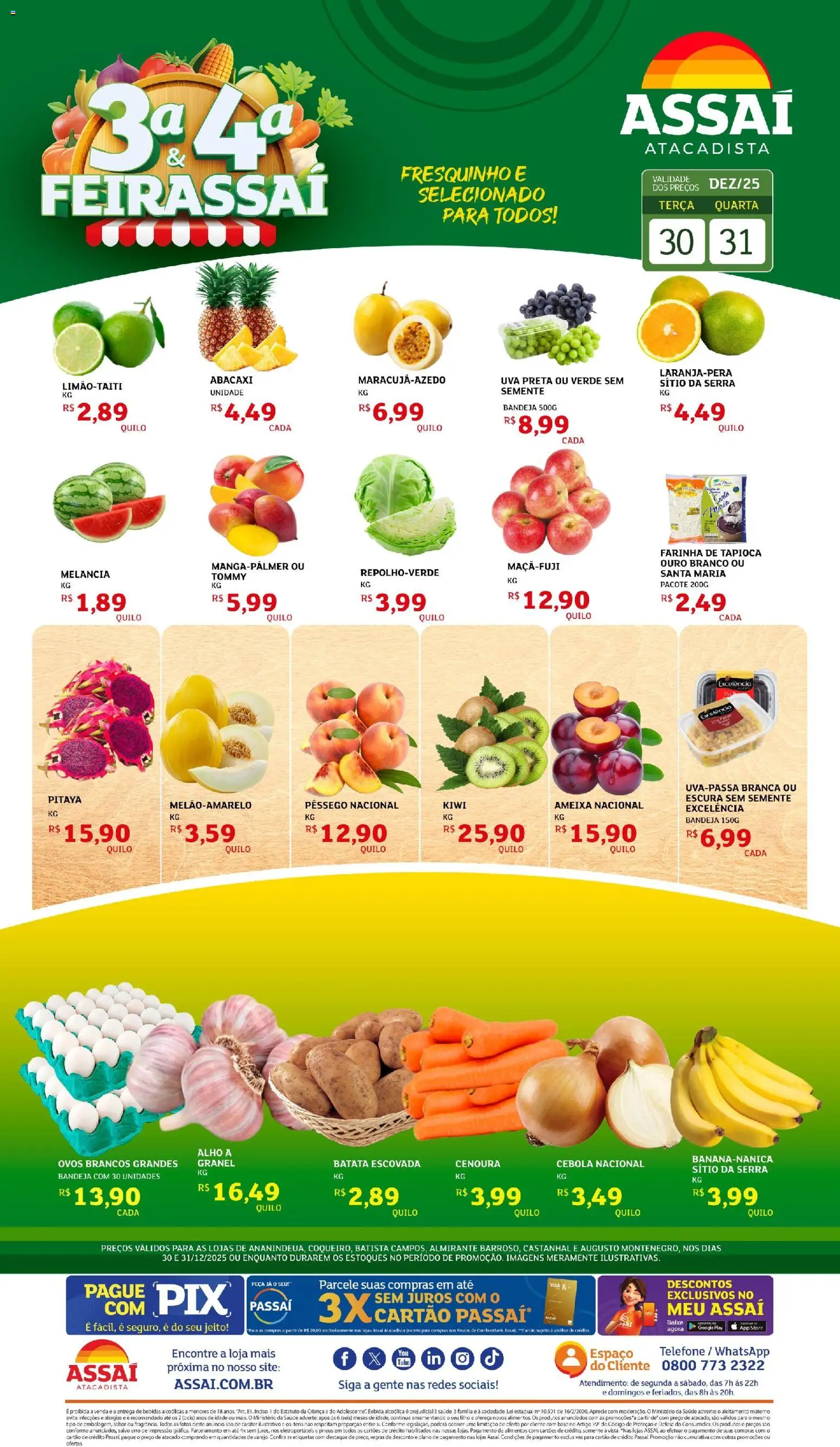 Assaí Atacadista Folheto - válido de 30.12.2025 | Página: 1 | Produtos: Cebola, Base, Batata, Ameixa