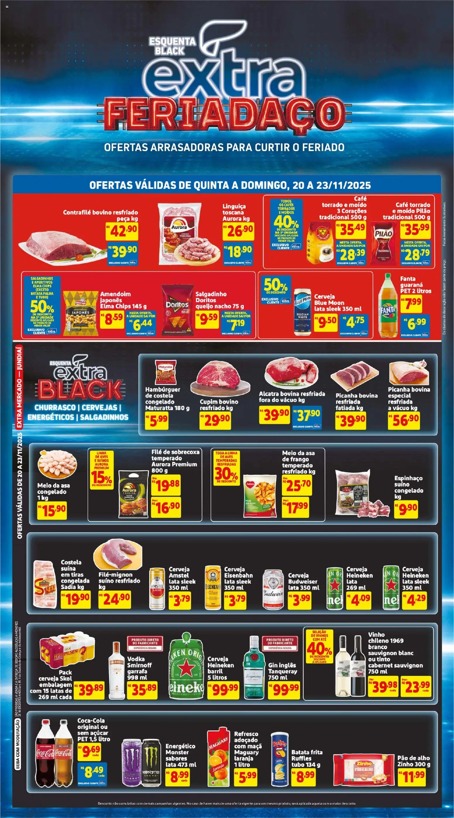 Extra Folheto - válido de 20.11.2025 | Página: 1 | Produtos: Guaraná, Hambúrguer, Vodka, Batata palha