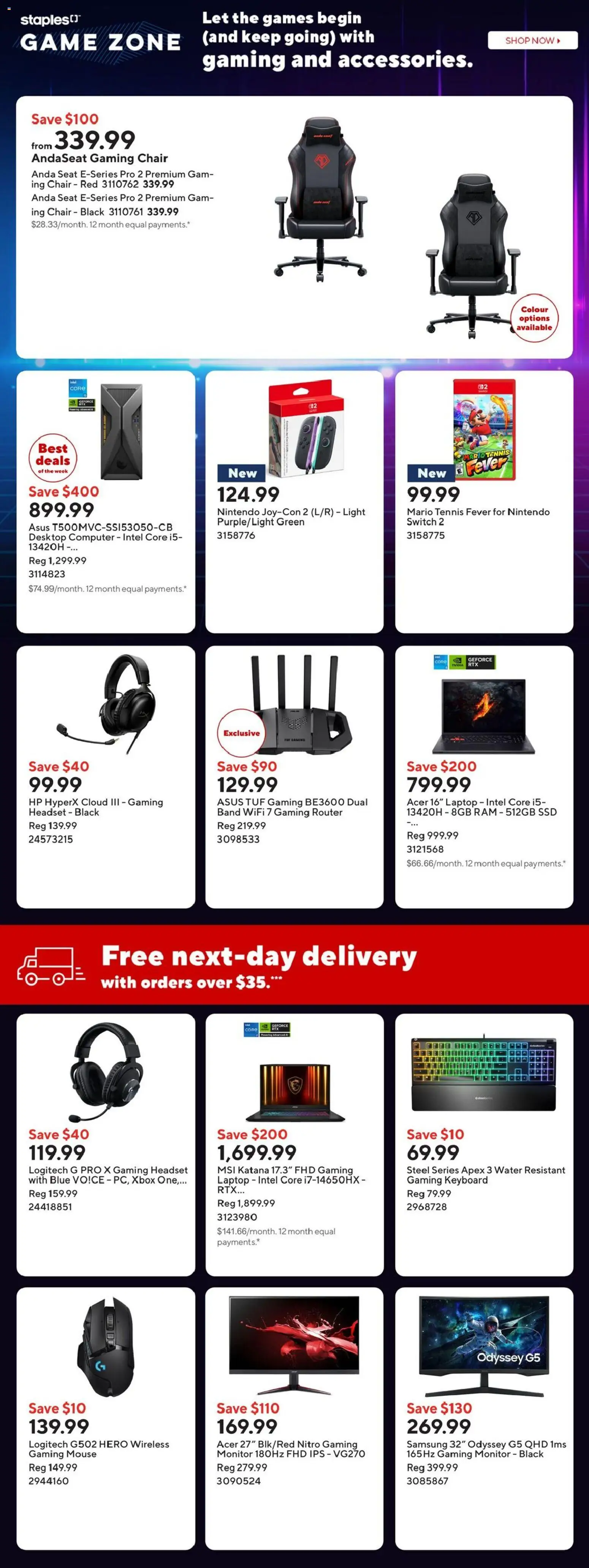 Staples flyer valid from 17.04.2026 | Page: 10 | Products: Monitor, Computer, Xbox, Chair