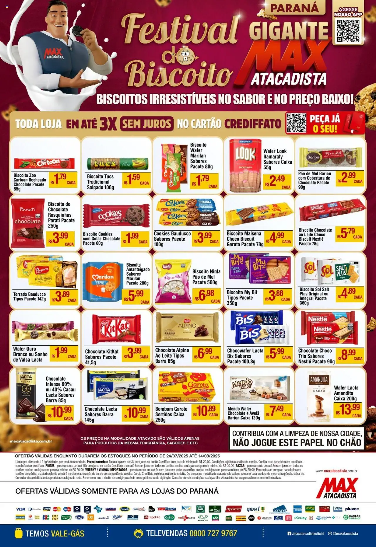 Max Atacadista Folheto - válido de 24.07.2025 | Página: 1 | Produtos: Pão, Chocolate, Sal, Cookies