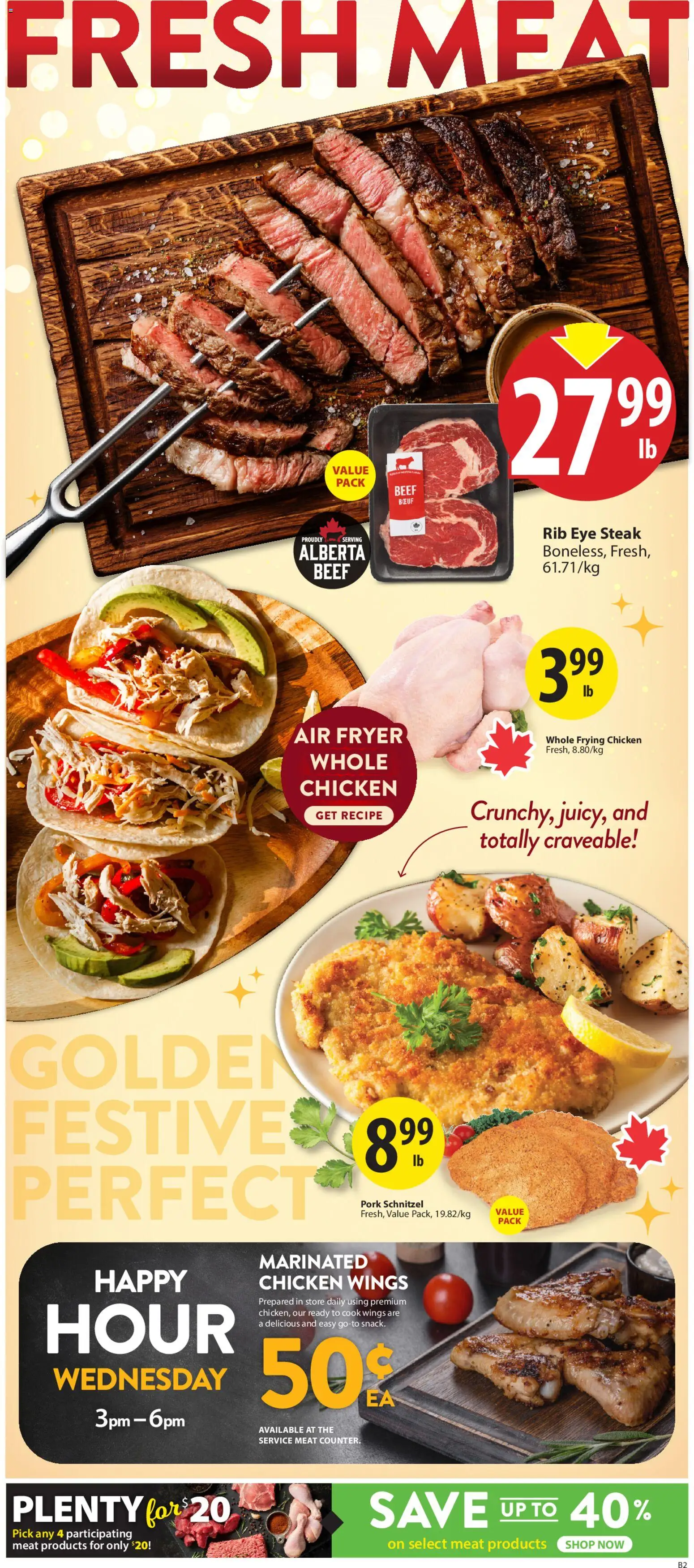 Save on foods flyer valid from 27.11.2025 | Page: 6 | Products: Chicken wings, Fryer, Chicken, Pork