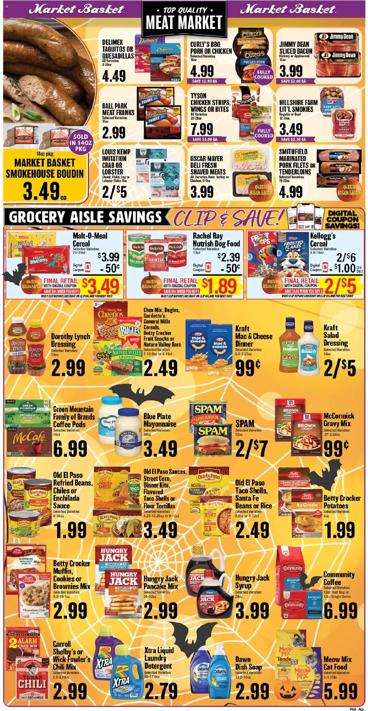 Market Basket - Southeast Texas - valid from 08.10.2025 | Page: 3 | Products: Cat Food, Cereals, Potatoes, Bag