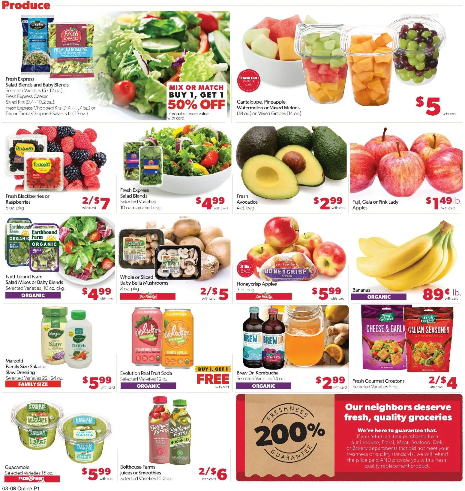 Family Fare Weekly Ad - valid from 08.03.2026 | Page: 5 | Products: Mushrooms, Apples, Avocado, Watermelon