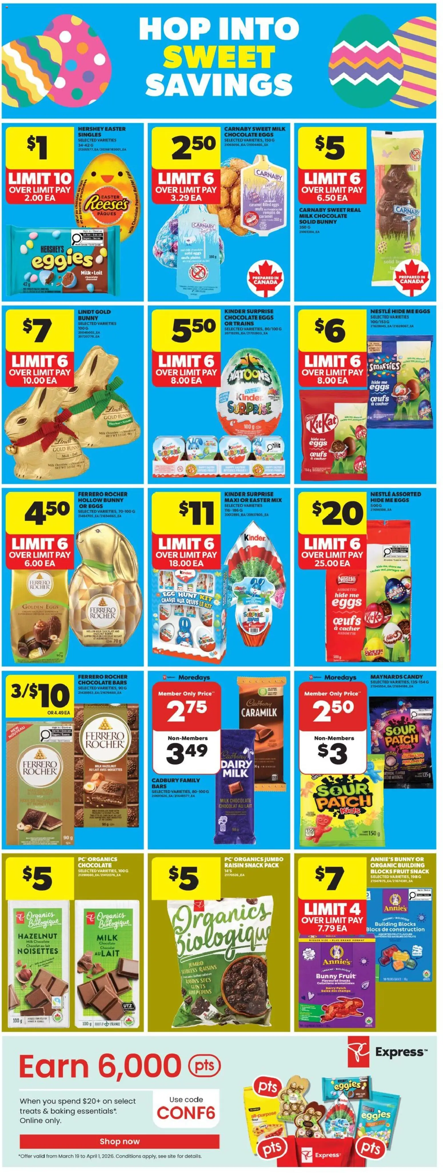 Real Canadian Superstore flyer valid from 19.03.2026 | Page: 15 | Products: Milk, Butter, Eggs, Chocolate
