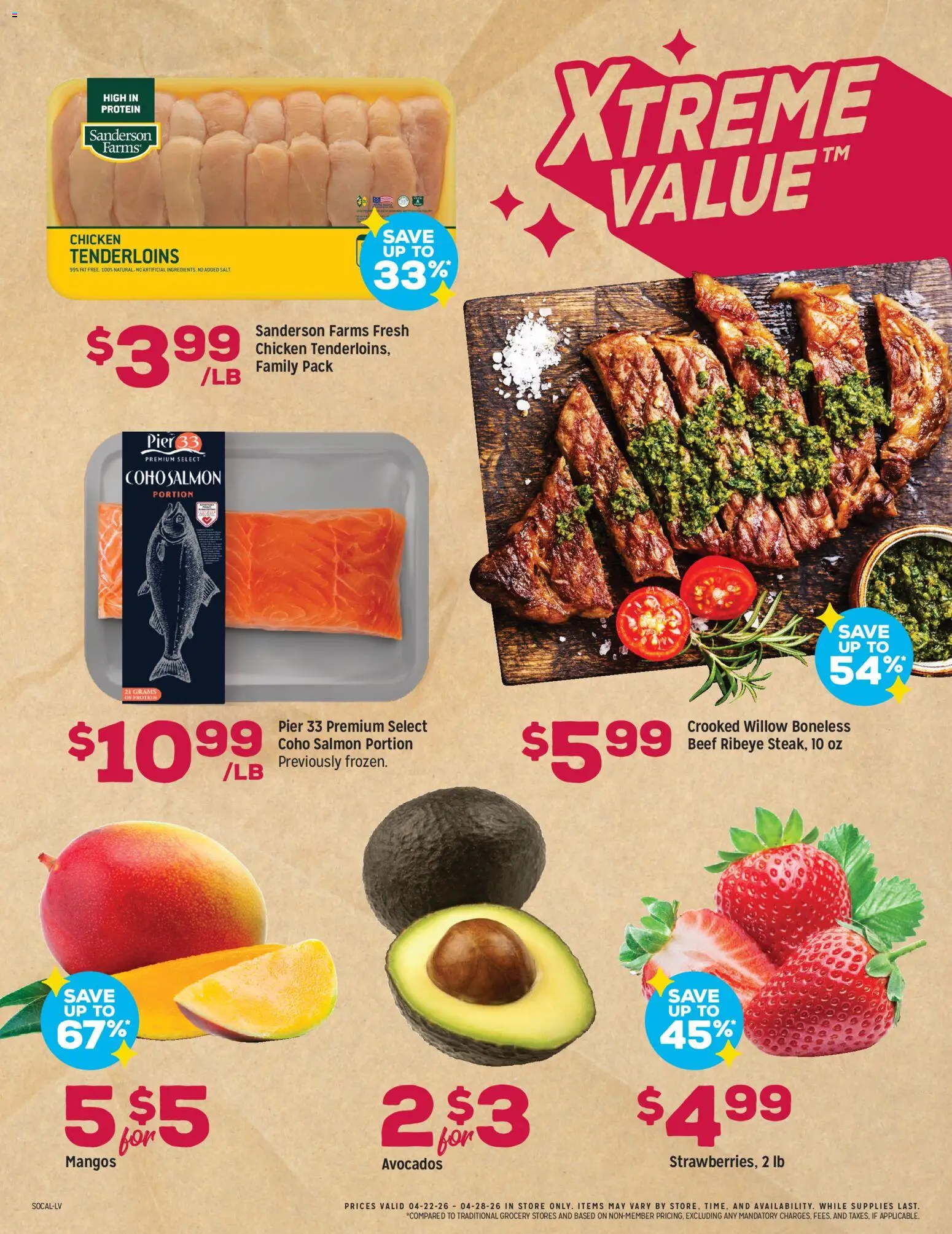 Grocery Outlet Weekly Ad - CA - valid from 22.04.2026 | Page: 2 | Products: Beef
