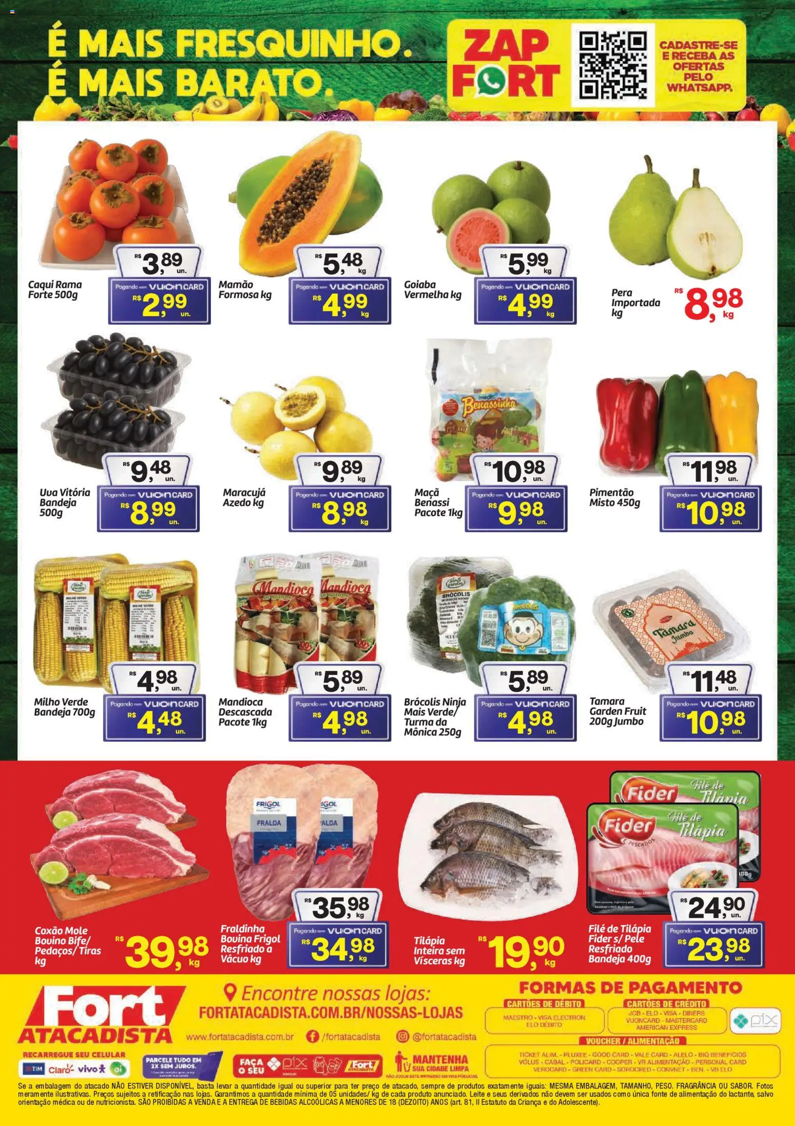 Fort Atacadista Folheto - válido de 21.04.2026 | Página: 2 | Produtos: Goiaba, Pimentão, Leite, Filé de tilápia