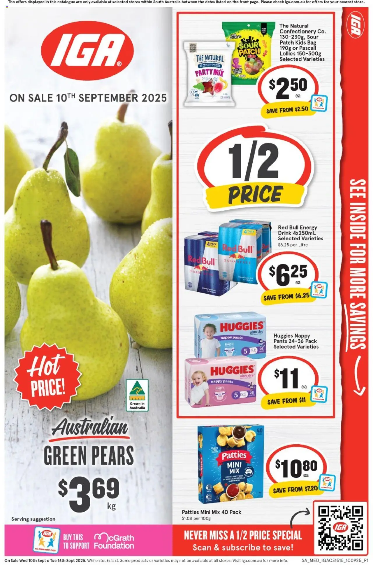 IGA catalogue - valid from 10.09.2025 | Page: 1 | Products: Lollies, Pants, Foundation, Bag