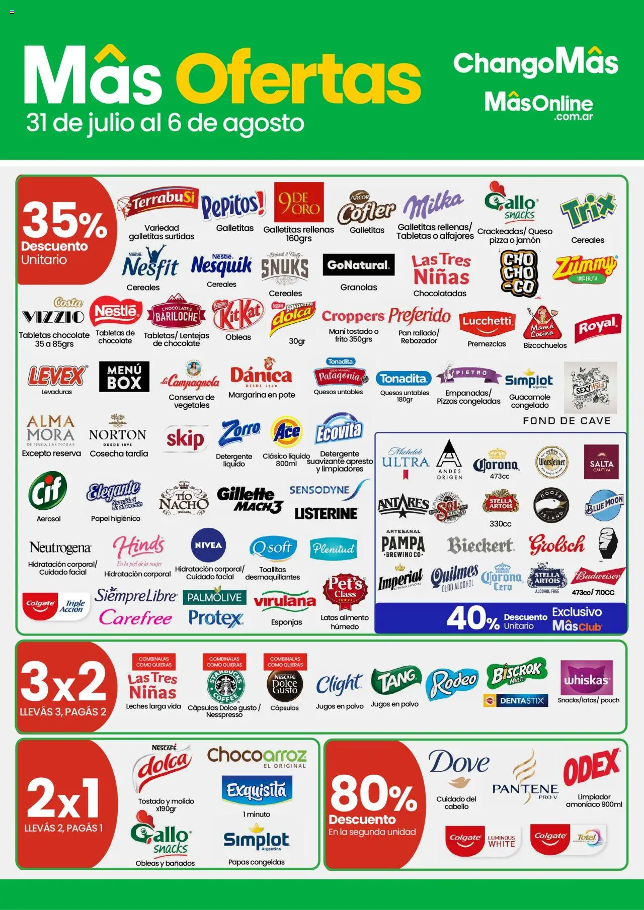 Changomas ofertas │ válido desde el 31.07.2025 | Página: 1 | Productos: Toallitas desmaquillantes, Queso, Jamón, Margarina