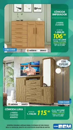 Lojas Cem - Ofertas atuais - Pré-Visualização do folheto da loja Lojas Cem, válido de 01.04.2026 | Página: 104 | Produtos: Cômoda, Espelho, Carne