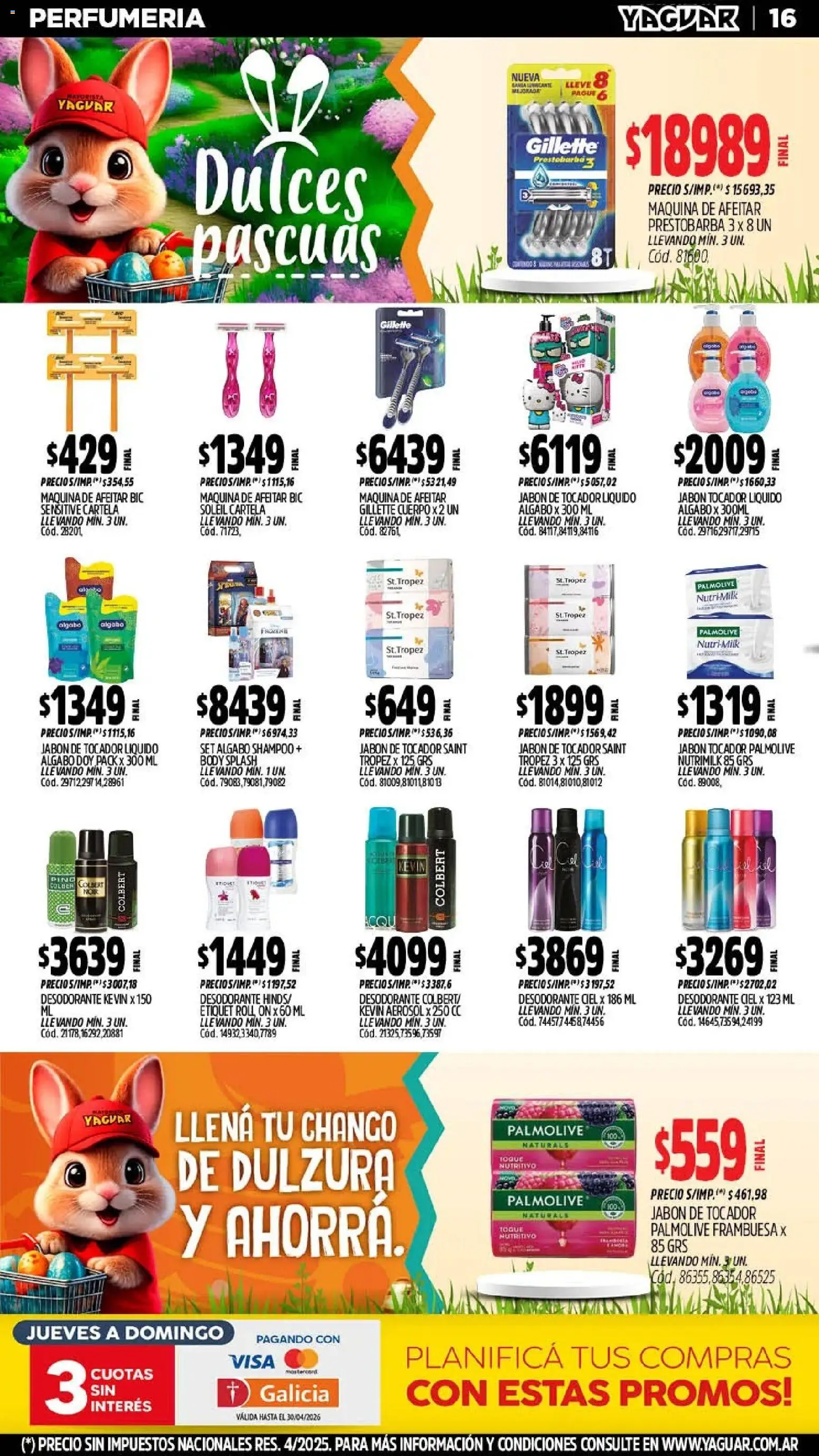 Yaguar - Oferta Semanal Chaco │ válido desde el 30.03.2026 | Página: 16 | Productos: Body, Maquina de afeitar, Shampoo, Desodorante
