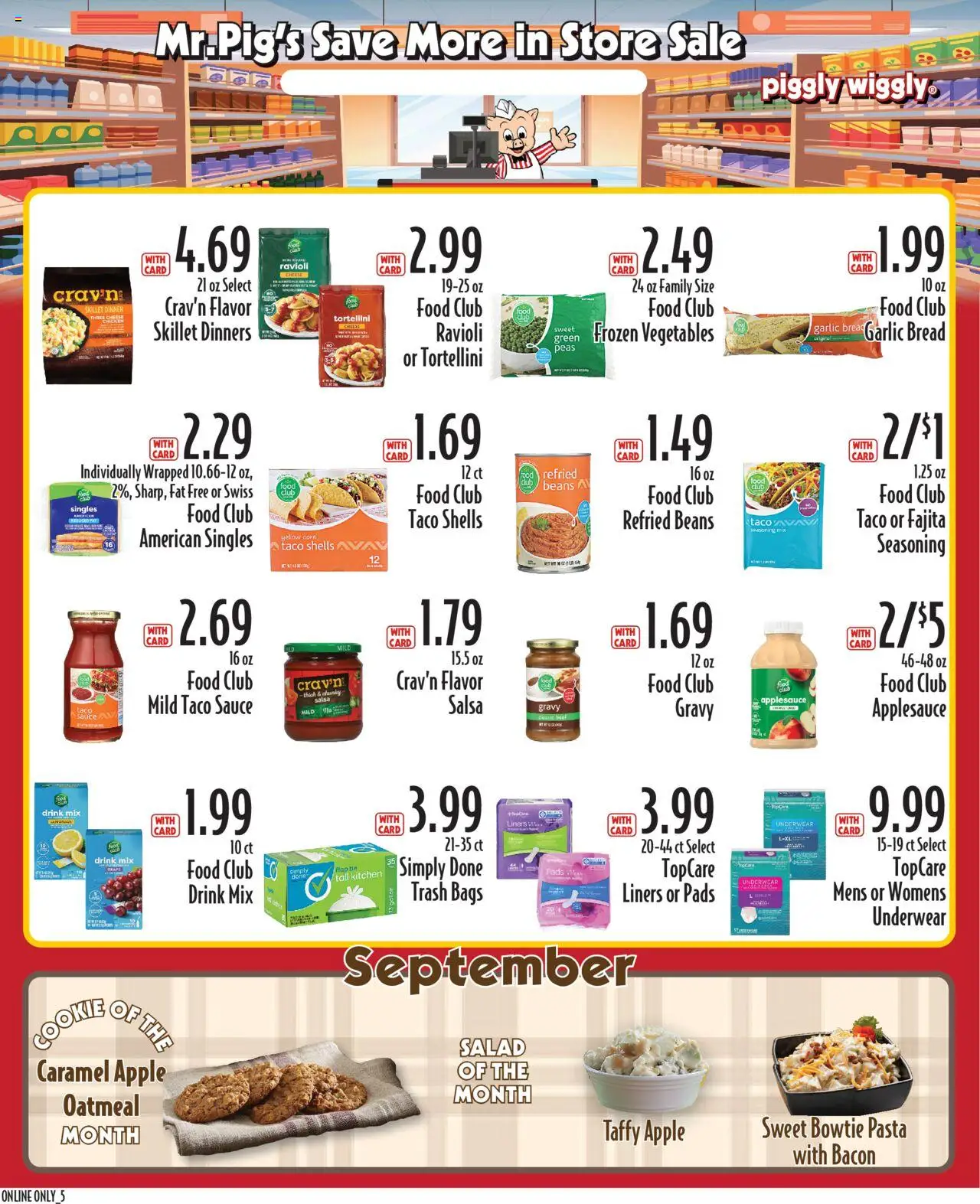 Piggly Wiggly Weekly Ad - WI - valid from 17.09.2025 | Page: 8 | Products: Cheese, Underwear, Vegetables, Sauce