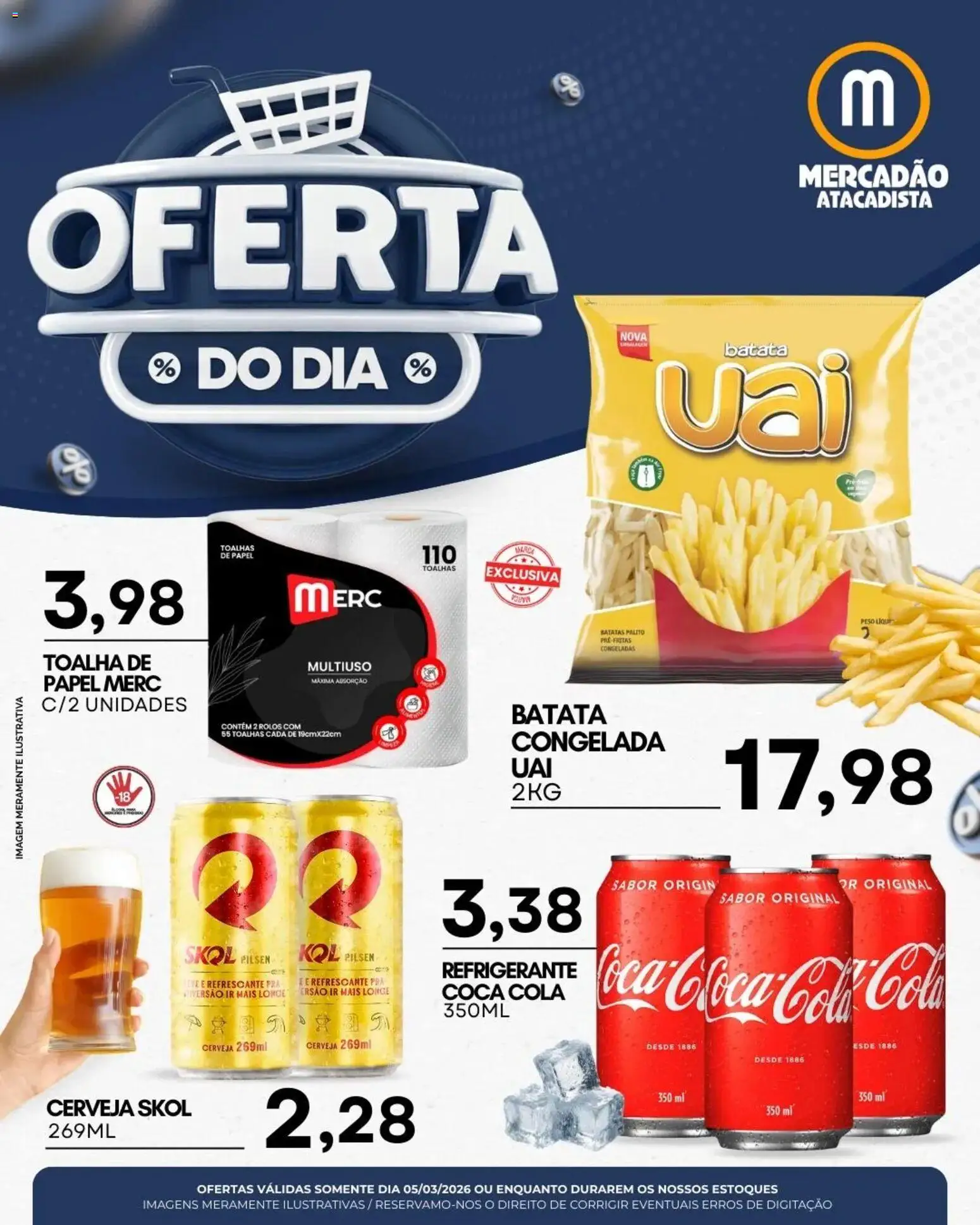 Mercadão Atacadista Folheto - válido de 05.03.2026 | Página: 1 | Produtos: Cola, Cerveja, Refrigerante, Batata