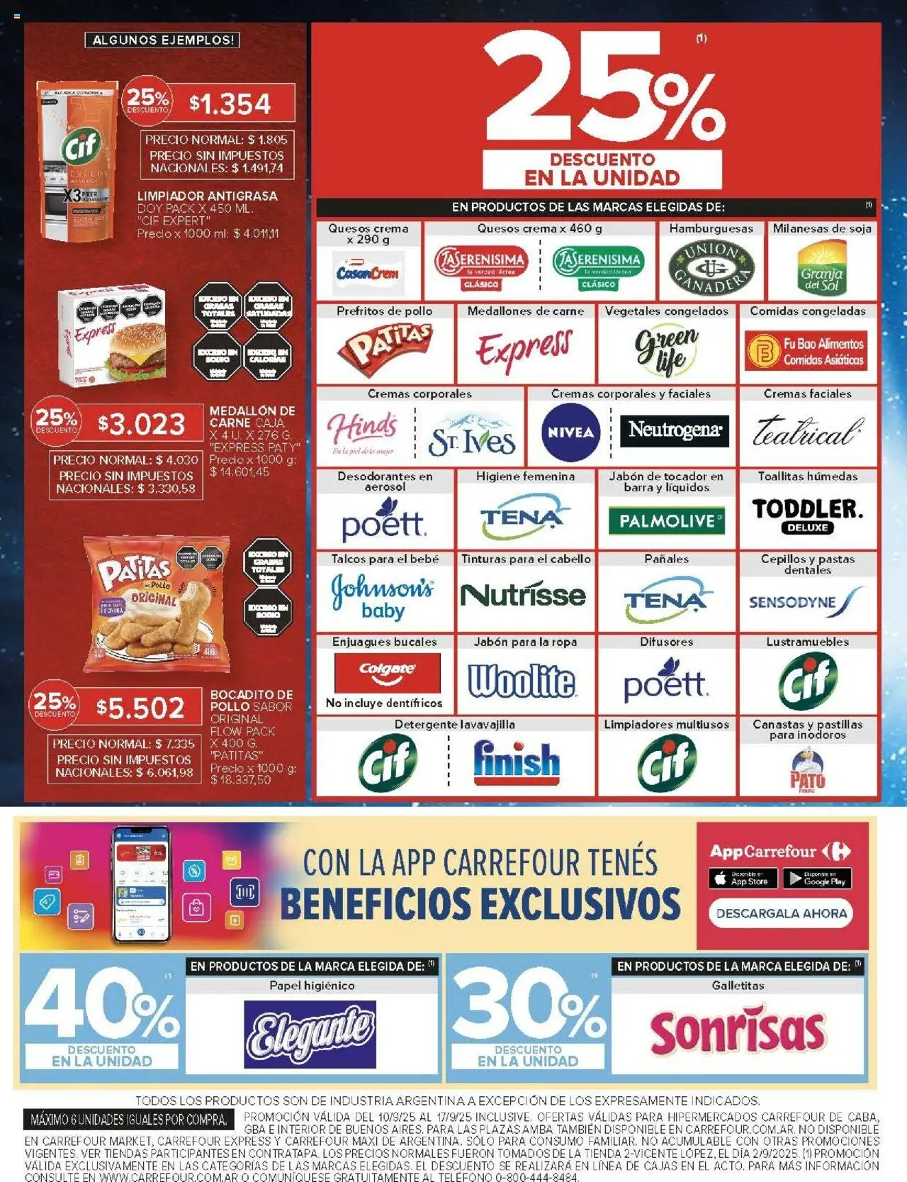 Carrefour ofertas │ válido desde el 10.09.2025 | Página: 6 | Productos: Antigrasa, Papel higiénico, Galletitas, Limpiador