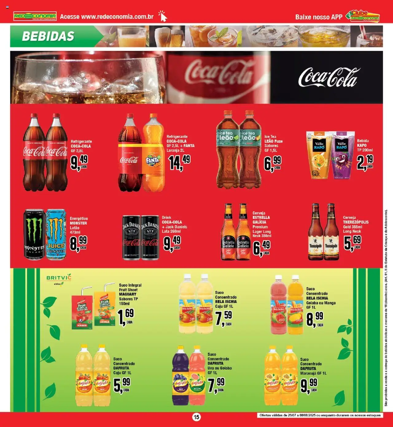 RedEconomia Folheto - válido de 27.07.2025 | Página: 15 | Produtos: Caju, Ice tea, Cola, Monster