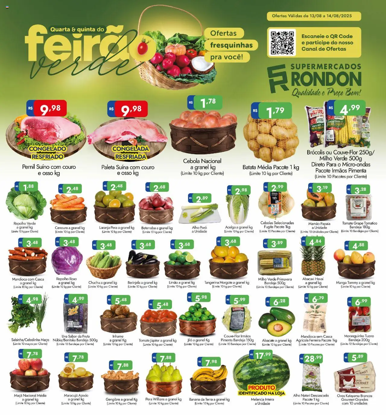 Supermercados Rondon Folheto - válido de 13.08.2025 | Página: 1 | Produtos: Pimenta, Microondas, Abacaxi, Mamão