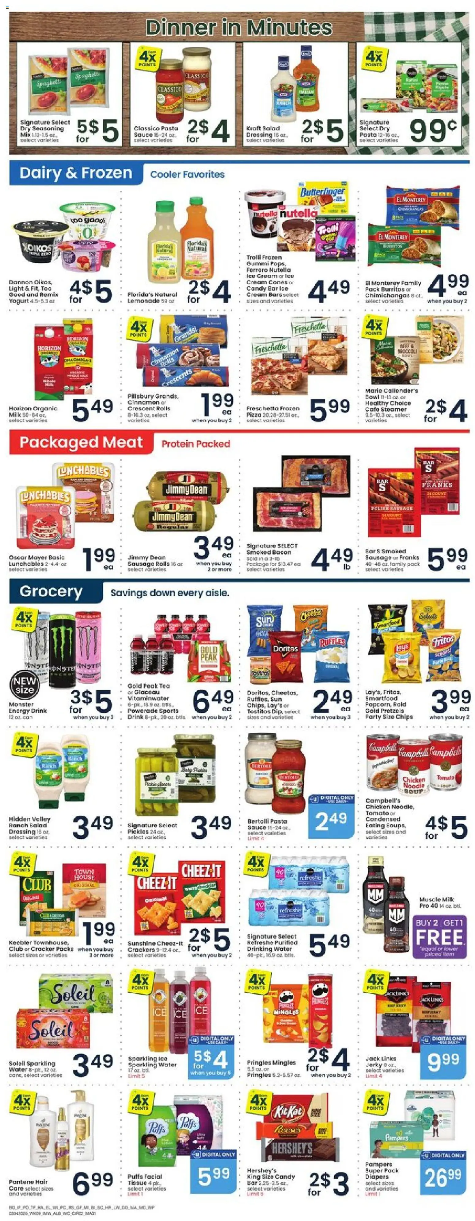 Albertsons Weekly Ad - valid from 04.03.2026 | Page: 3 | Products: Broccoli, Pizza, Water, Sausage