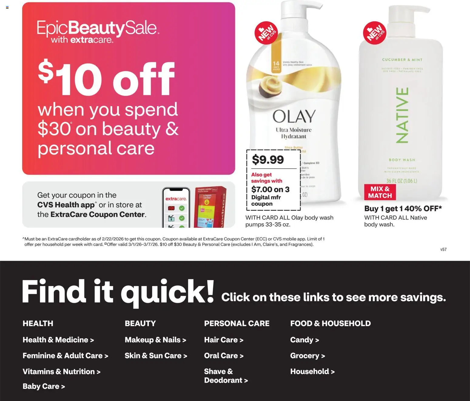 CVS Pharmacy Weekly Ad - WA - valid from 01.03.2026 | Page: 6 | Products: Deodorant, Body Wash