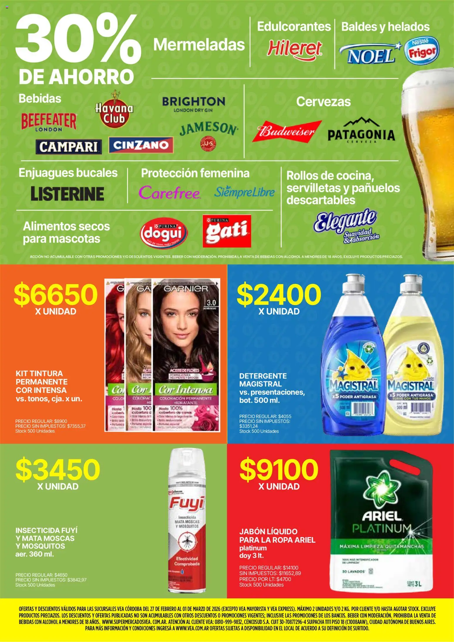 Vea - Ofertas fin de semana Córdoba │ válido desde el 27.02.2026 | Página: 8 | Productos: Servilletas, Tintura, Gin, Quitamanchas
