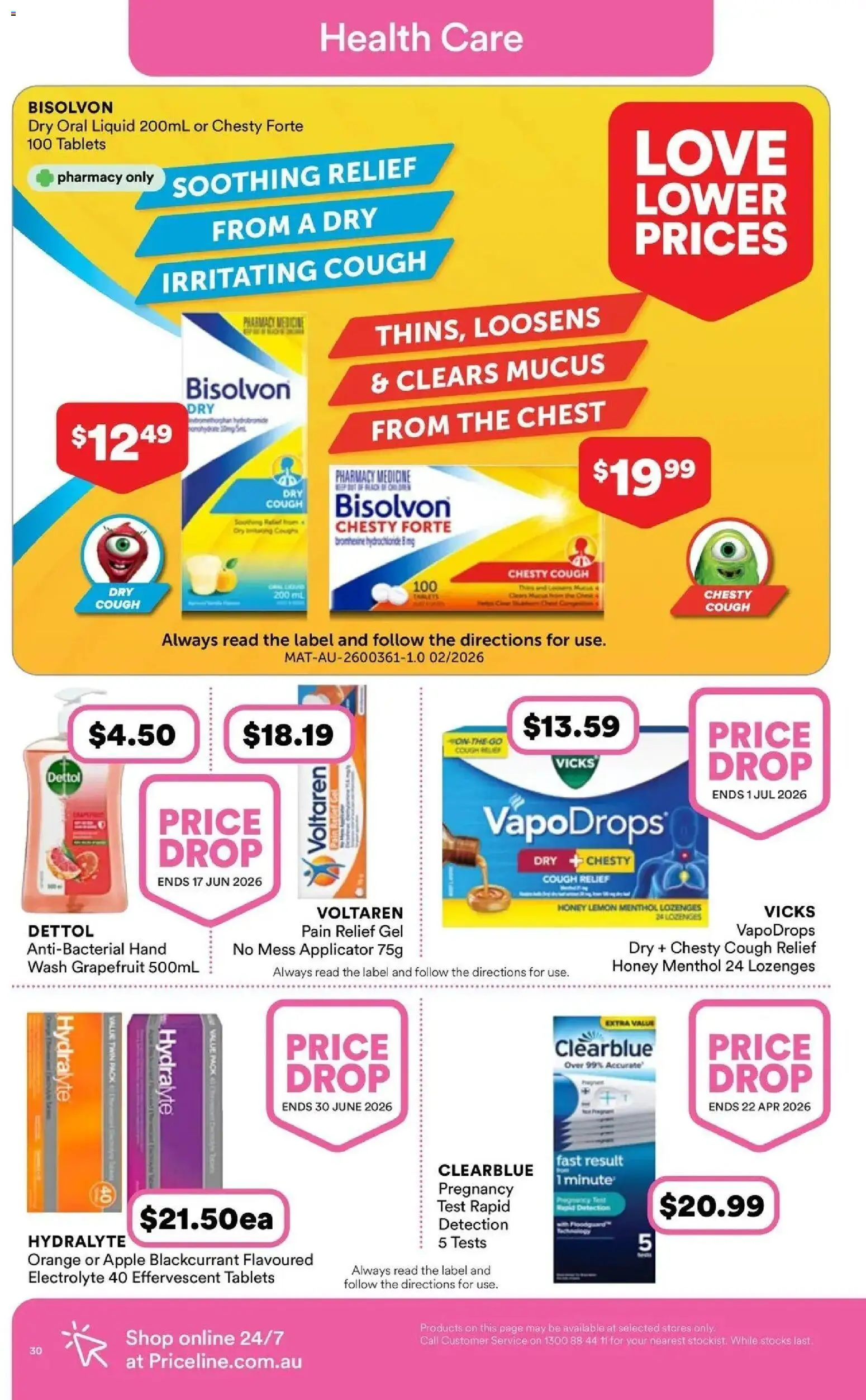 Priceline Pharmacy catalogue - valid from 08.04.2026 | Page: 30 | Products: Honey, Lemon, Tablets, Pain relief