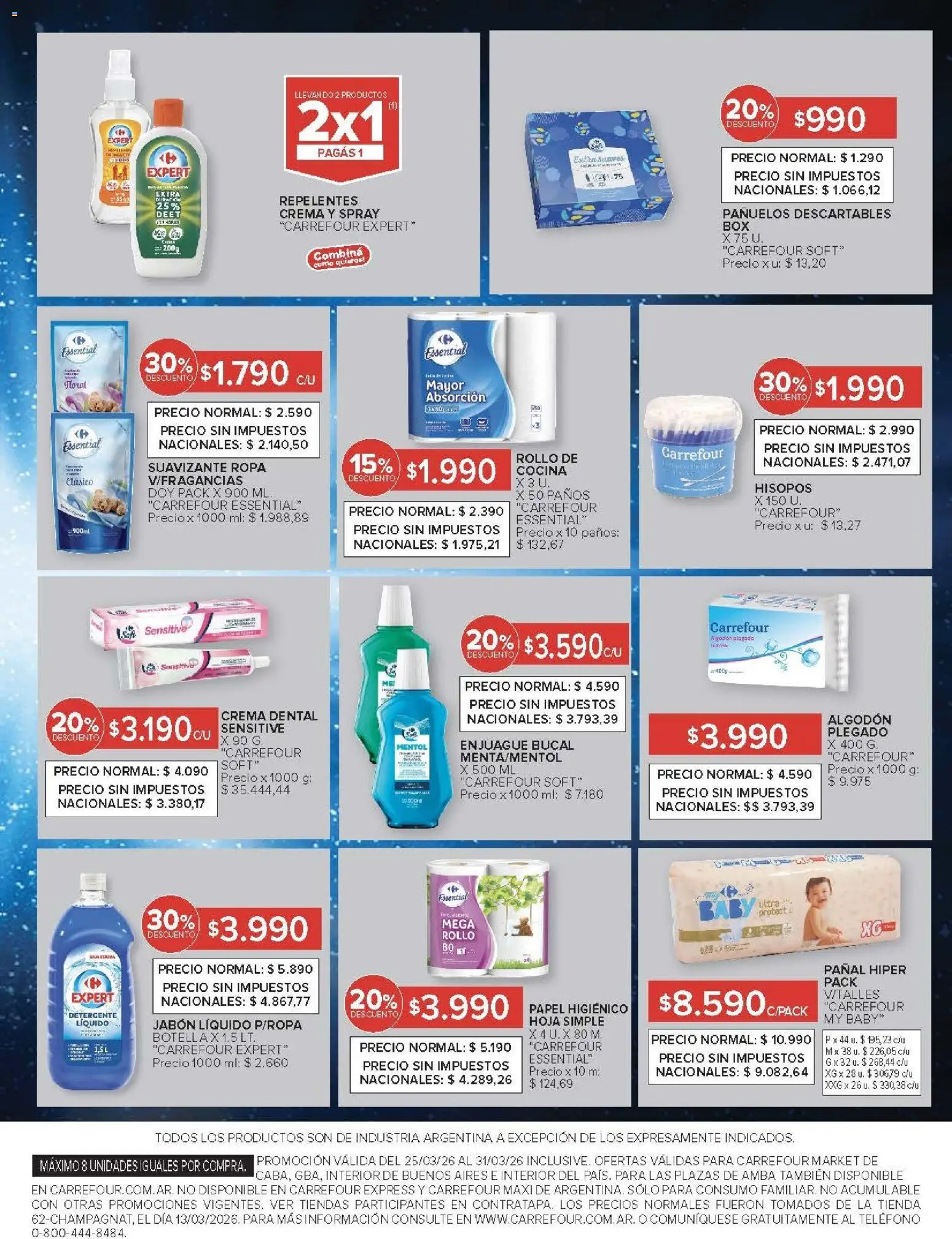 Carrefour ofertas │ válido desde el 25.03.2026 | Página: 52 | Productos: Papel higiénico, Cocina, Detergente, Suavizante
