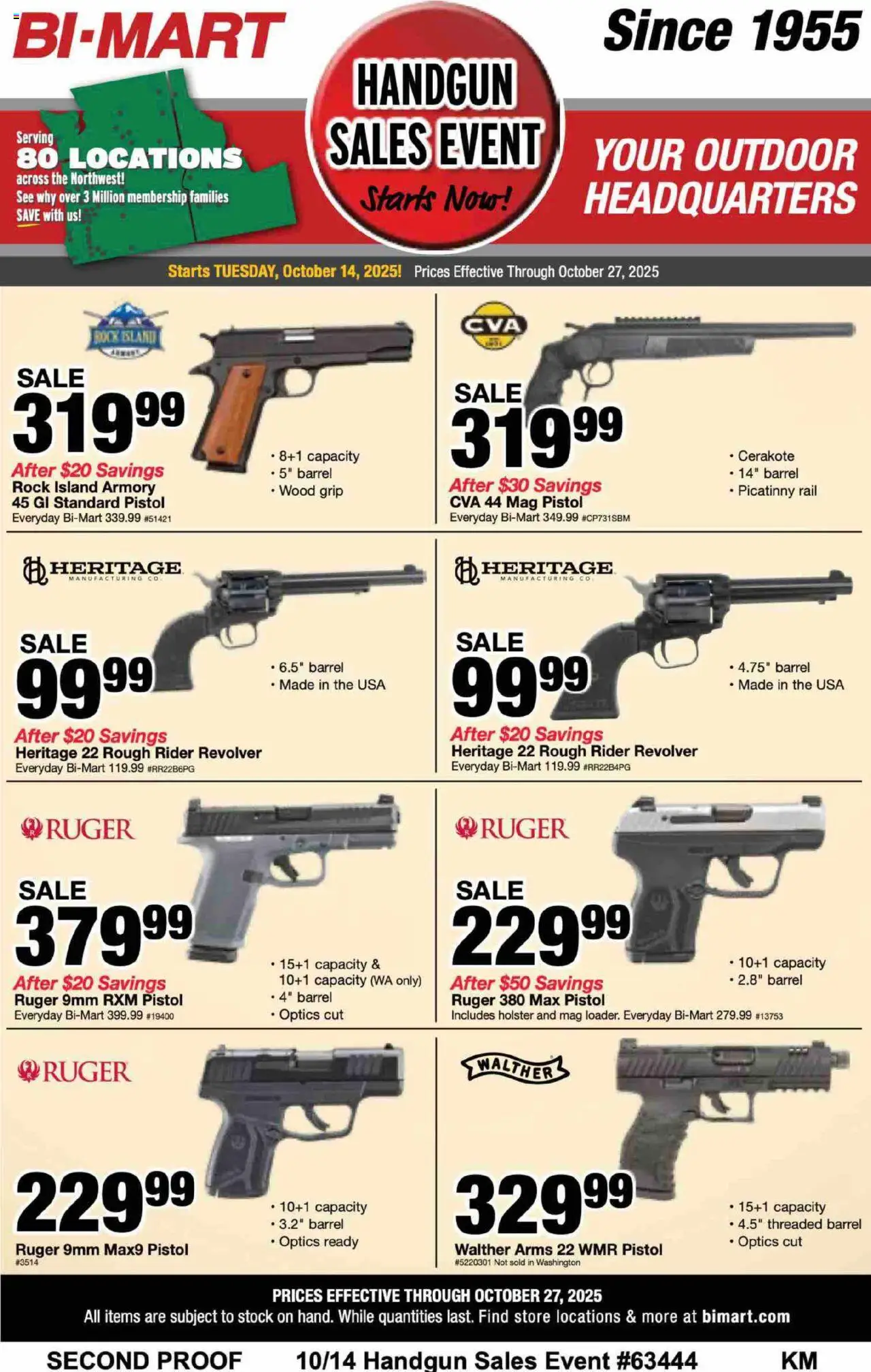 Bi-Mart Handgun Sales Event - valid from 14.10.2025 | Page: 1 | Products: Holster, Handgun