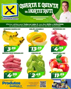 X Supermercados ofertas Hortifruti - Pré-Visualização do folheto da loja X Supermercados, válido de 22.04.2026