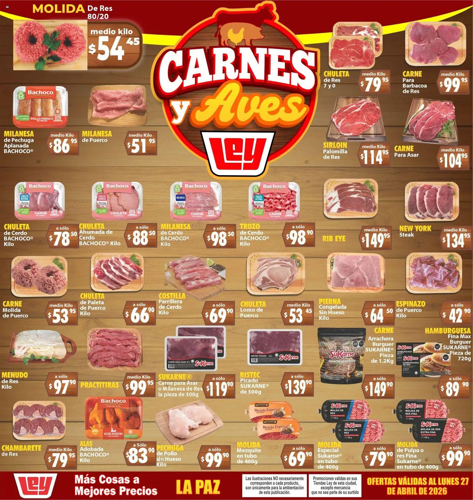 Nuevas ofertas de Casa Ley válidas en toda la República Mexicana desde el 25.04.2026. ¡Encuentra las mejores ofertas en Casa Ley folleto Carnes y Aves La Paz! | Página: 1