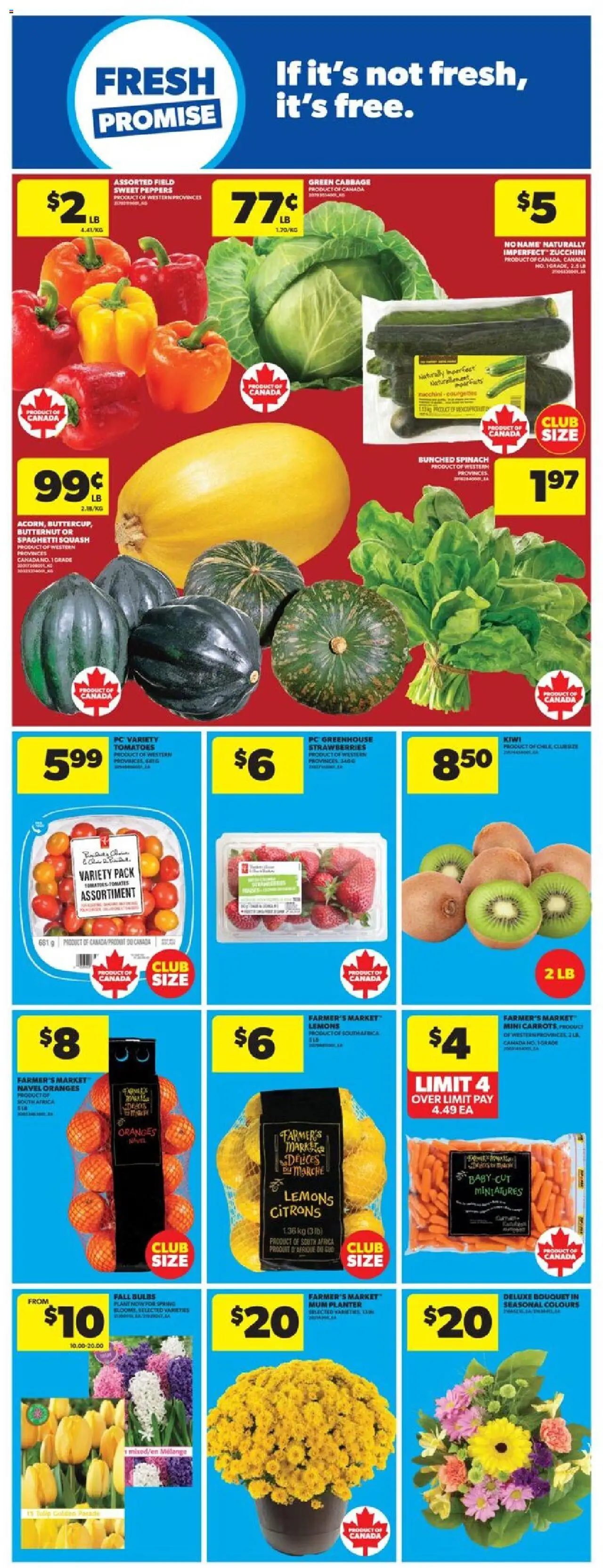 Real Canadian Superstore flyer valid from 11.09.2025 | Page: 13 | Products: Strawberries, Kiwi, Oranges, Tomatoes