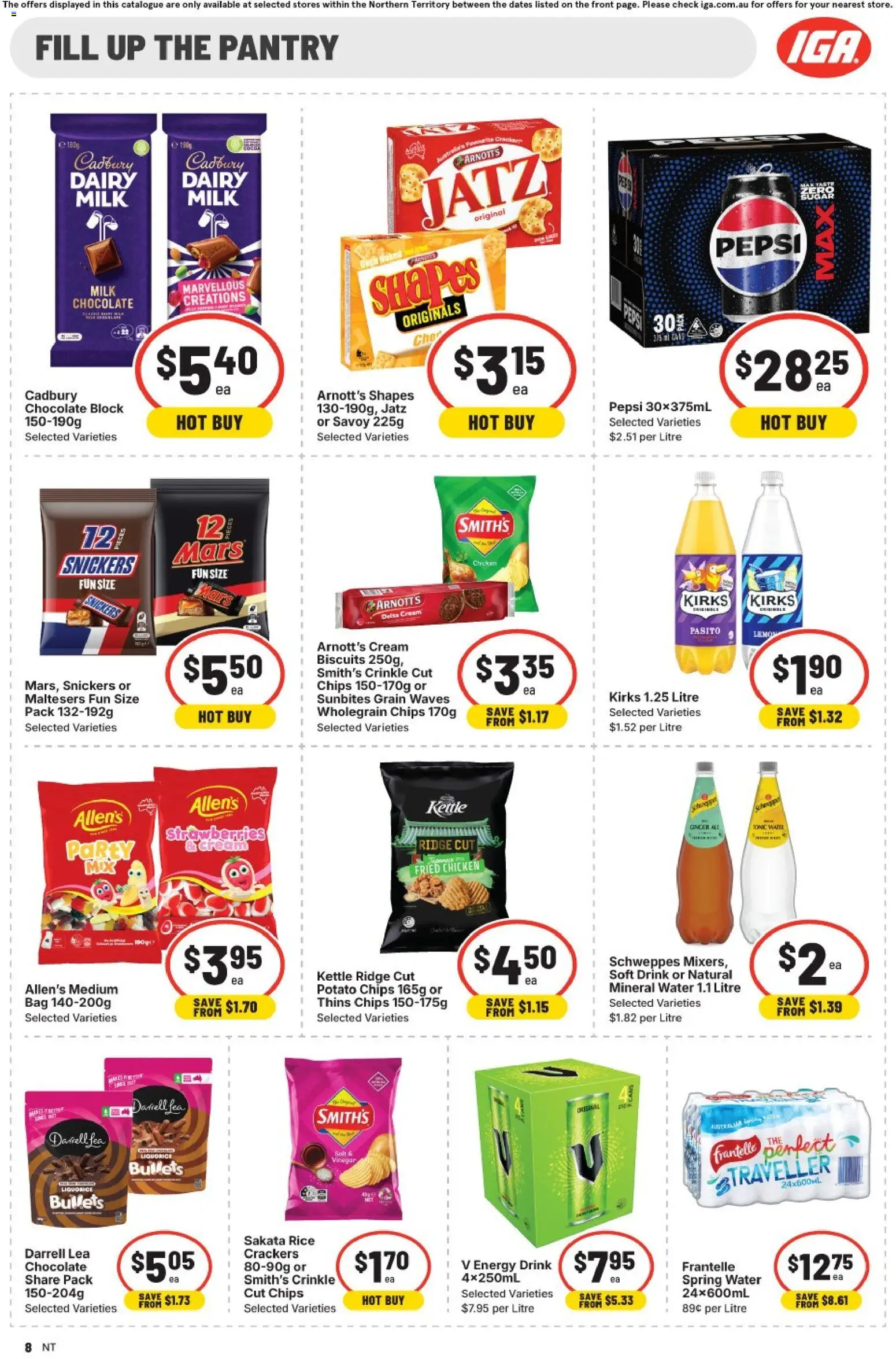 IGA catalogue - valid from 24.12.2025 | Page: 8 | Products: Crackers, Chocolate, Rice, Pepsi