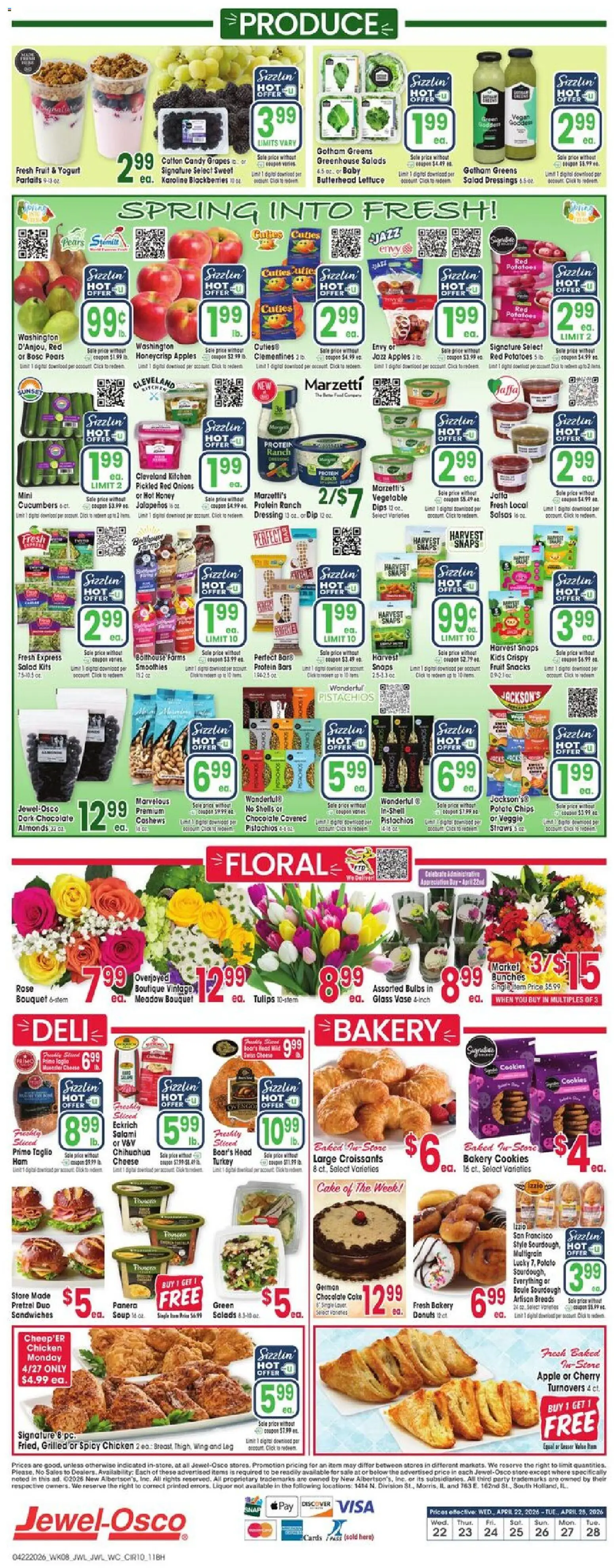 Jewel Osco Weekly Ad - valid from 22.04.2026 | Page: 10 | Products: Vase, Chocolate, Cookies, Greens