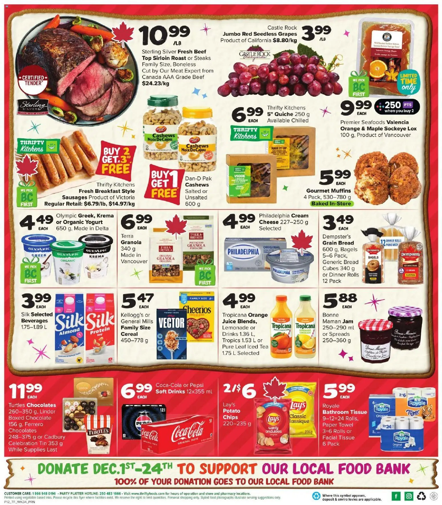 Thrifty Foods flyer valid from 18.12.2025 | Page: 2 | Products: Chips, Cheese, Bread, Juice